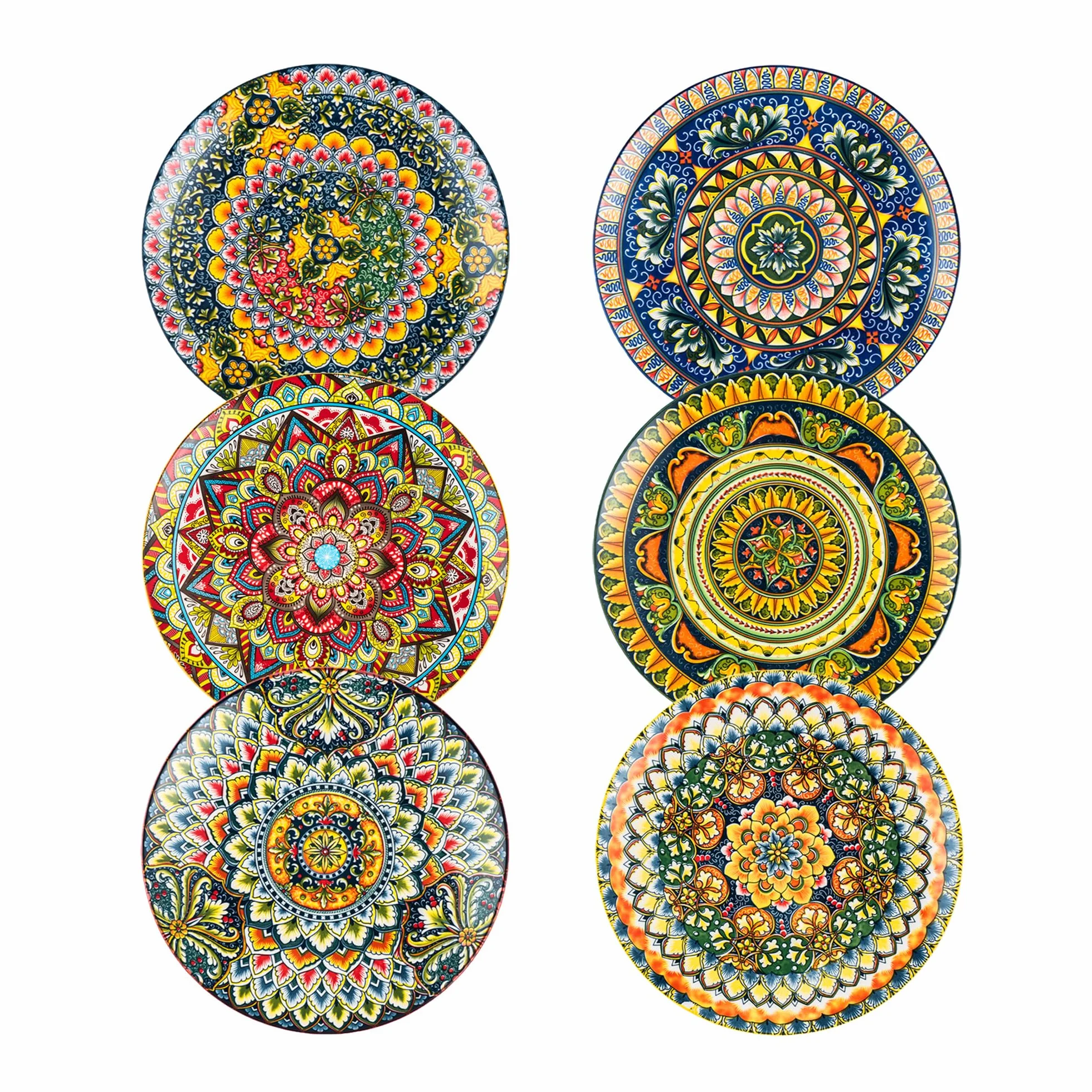 Henten Home Zestaw talerzy deserowych, talerzy sałatkowych, 20 cm, płaski kuchenny kolorowy talerz, mały okrągły talerz - styl boho