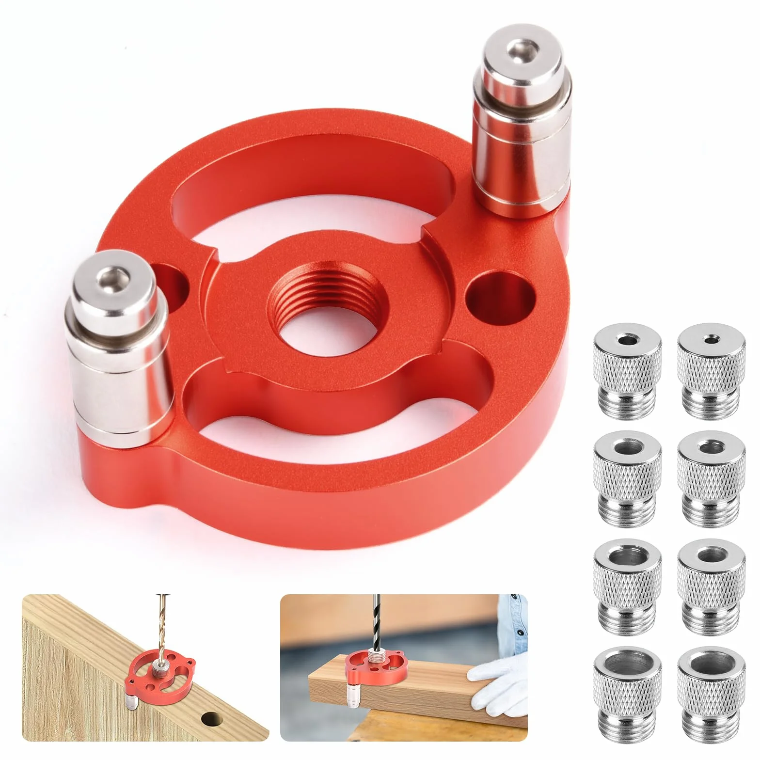 Flintronic Zestaw do wyszukiwania centrum obróbki drewna, lokalizator prowadnic wiertniczych 3 w 1 z tulejami wiertniczymi 3/4/5/6/7/8/9/10 mm, zestaw prowadnic do wiercenia otworów pionowych