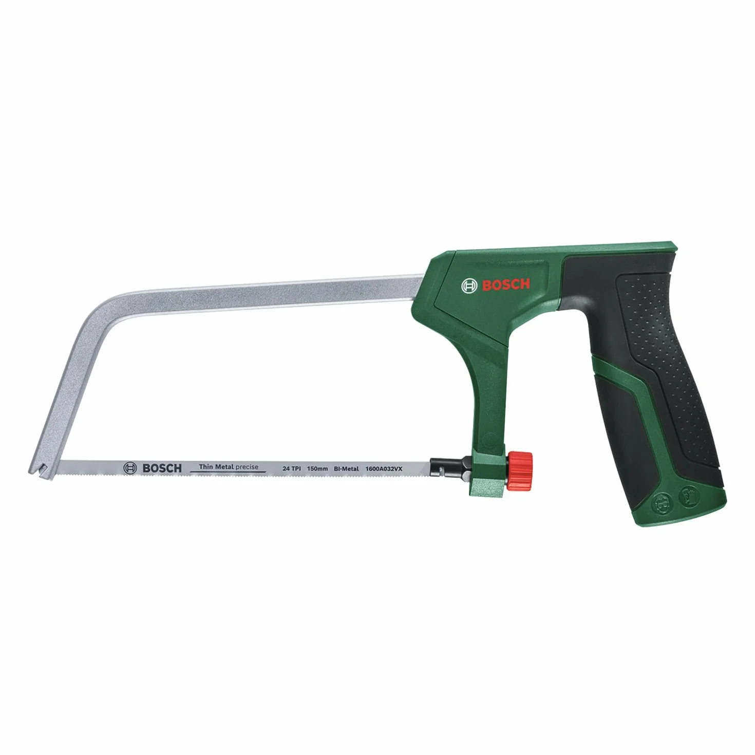 Bosch Piłka do metalu 150 mm (minipiłka do metalu z trwałym bimetal. brzeszczotem do precyz. cięć w metalu, tworzywach i miękkim drewnie, 24 TPI, łatwa wymiana brzeszczotu, miękka rękojeść Softgrip)