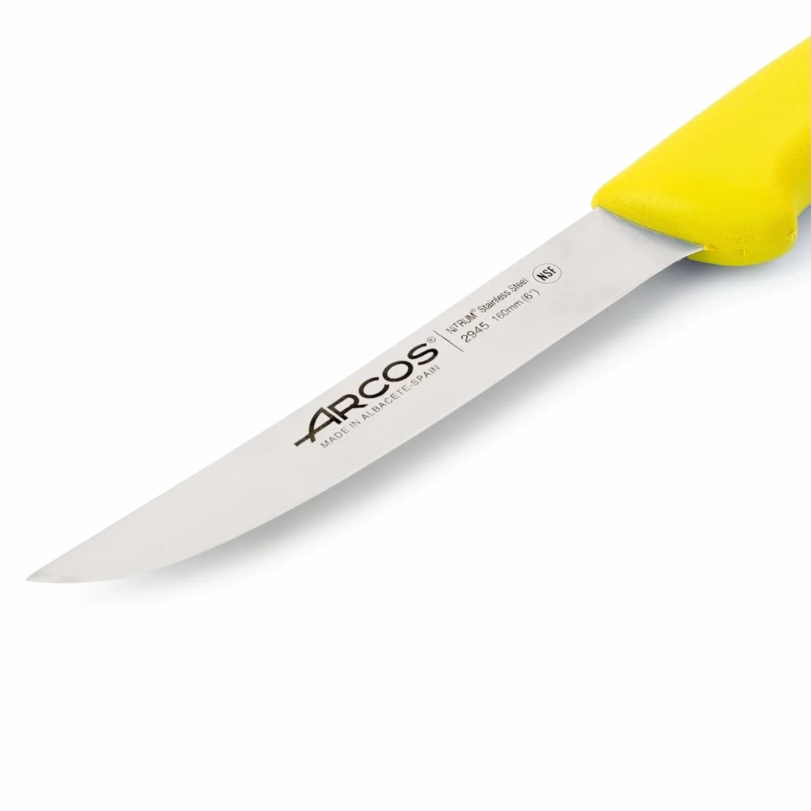 Arcos 294500 seria 2900-boning nóż nóż nitrm 160 mm (6,30 cala) - uchwyt polipropylenowy żółty kolor, stal nierdzewna 18/8