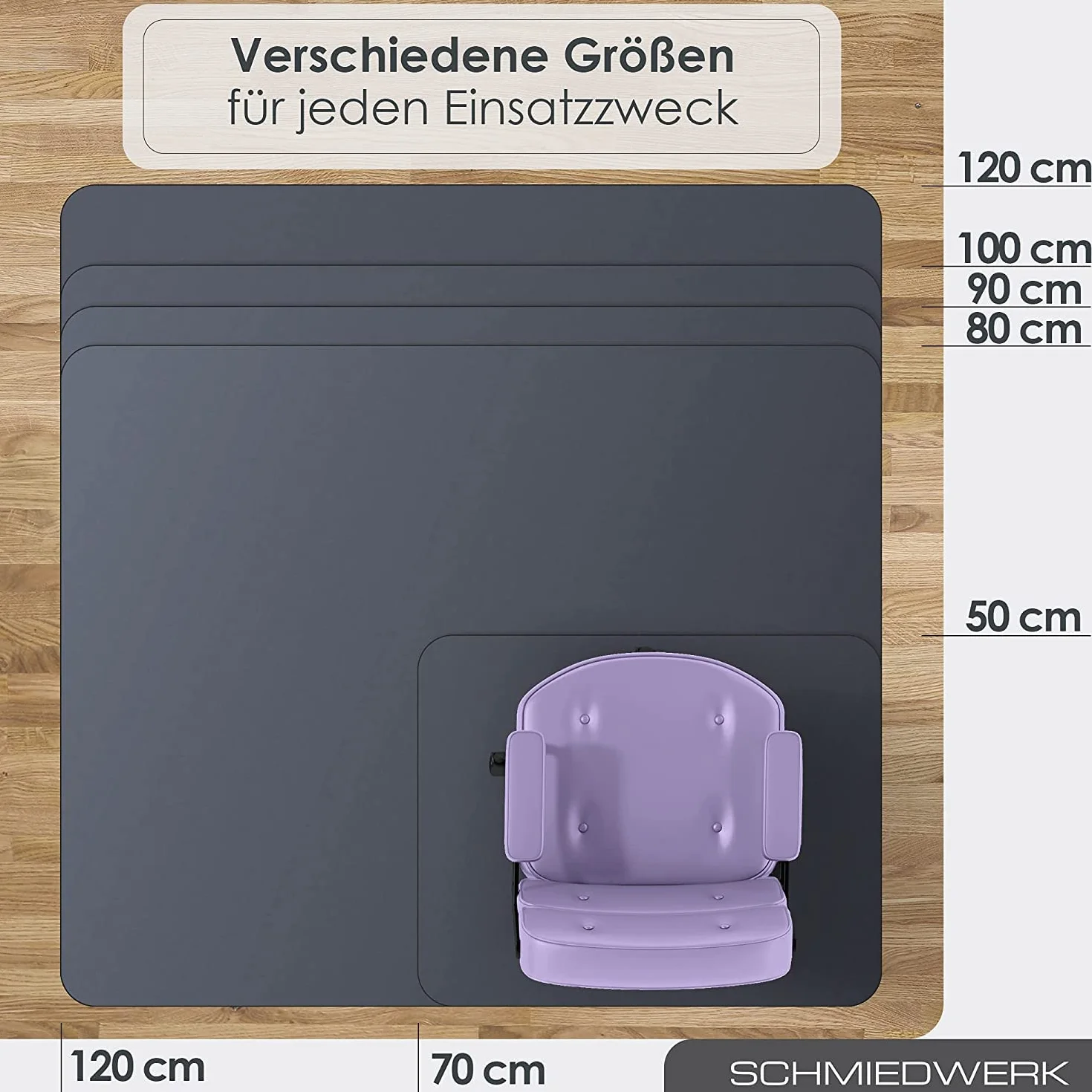 SCHMIEDWERK Wykładzina podkrzesłowa Antracyt 100 x 120 cm Odporna na zarysowania