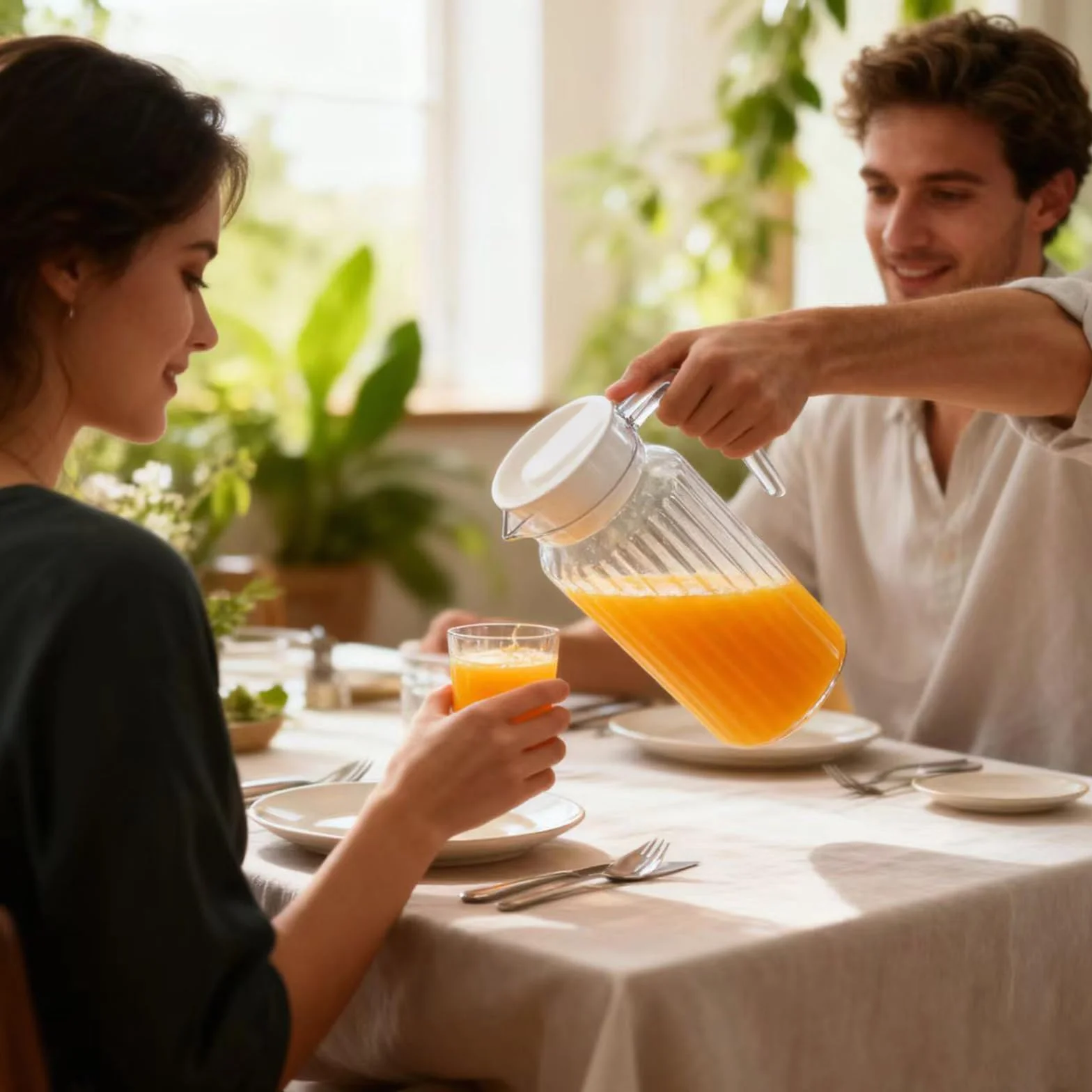 2-pakiety karafki na wodę z pokrywką, SHAIDOJIO 1,1L Przezroczysta karafka na wodę z szczotką do czyszczenia, akrylowa karafka z uchwytem, niełamliwa karafka na wodę, karafka na wodę do soku, mrożonej