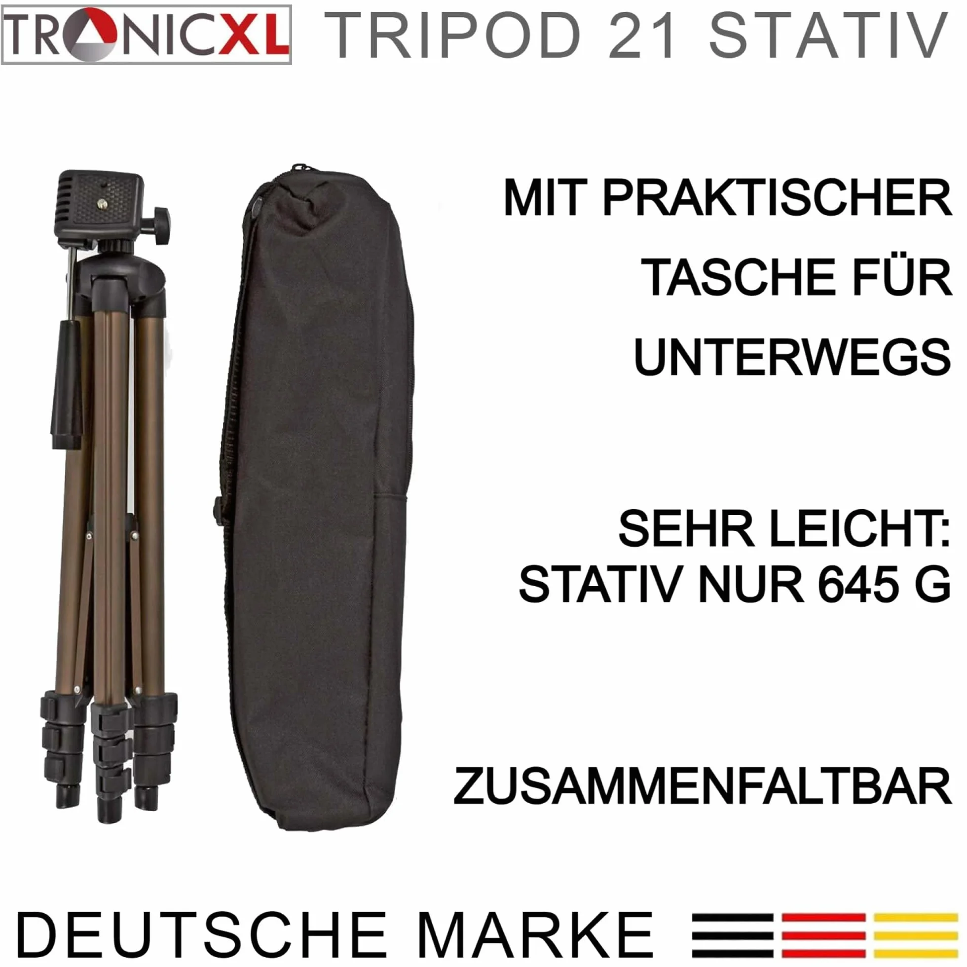 TronicXL Statyw budowlany 1,30 m do laserowego niwelatora, lasera krzyżowego, Einhell Bosch Dewalt Makita Flex Leica Stanley Meterk Tacklife Huepar Firecore Skil 1/4 cala 3/8 tripod