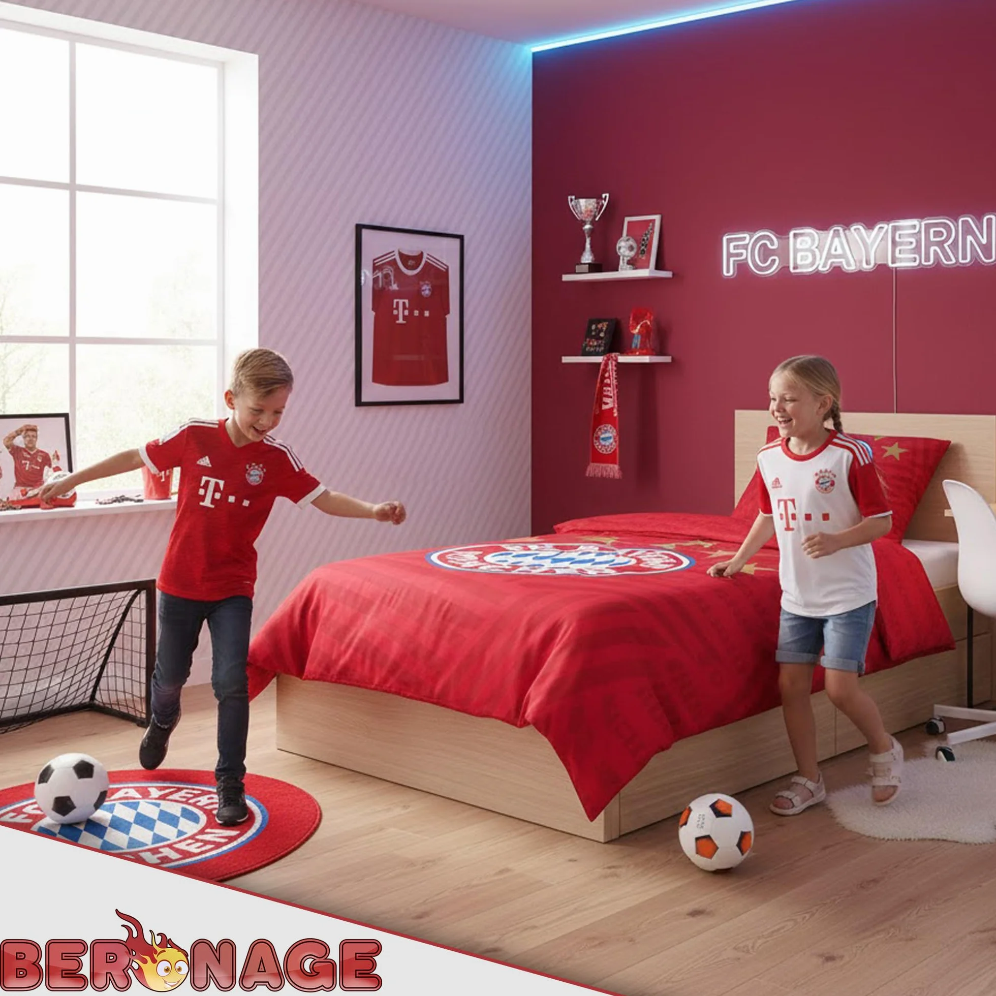 FC Bayern München Pościel Player czerwona 135 x 200 cm + 80 x 80 cm 100% bawełna renforcé/linon rekordmeister Mia san Mia Allianz Arena piłka nożna artykuł dla fanów z zamkiem błyskawicznym pomysł na