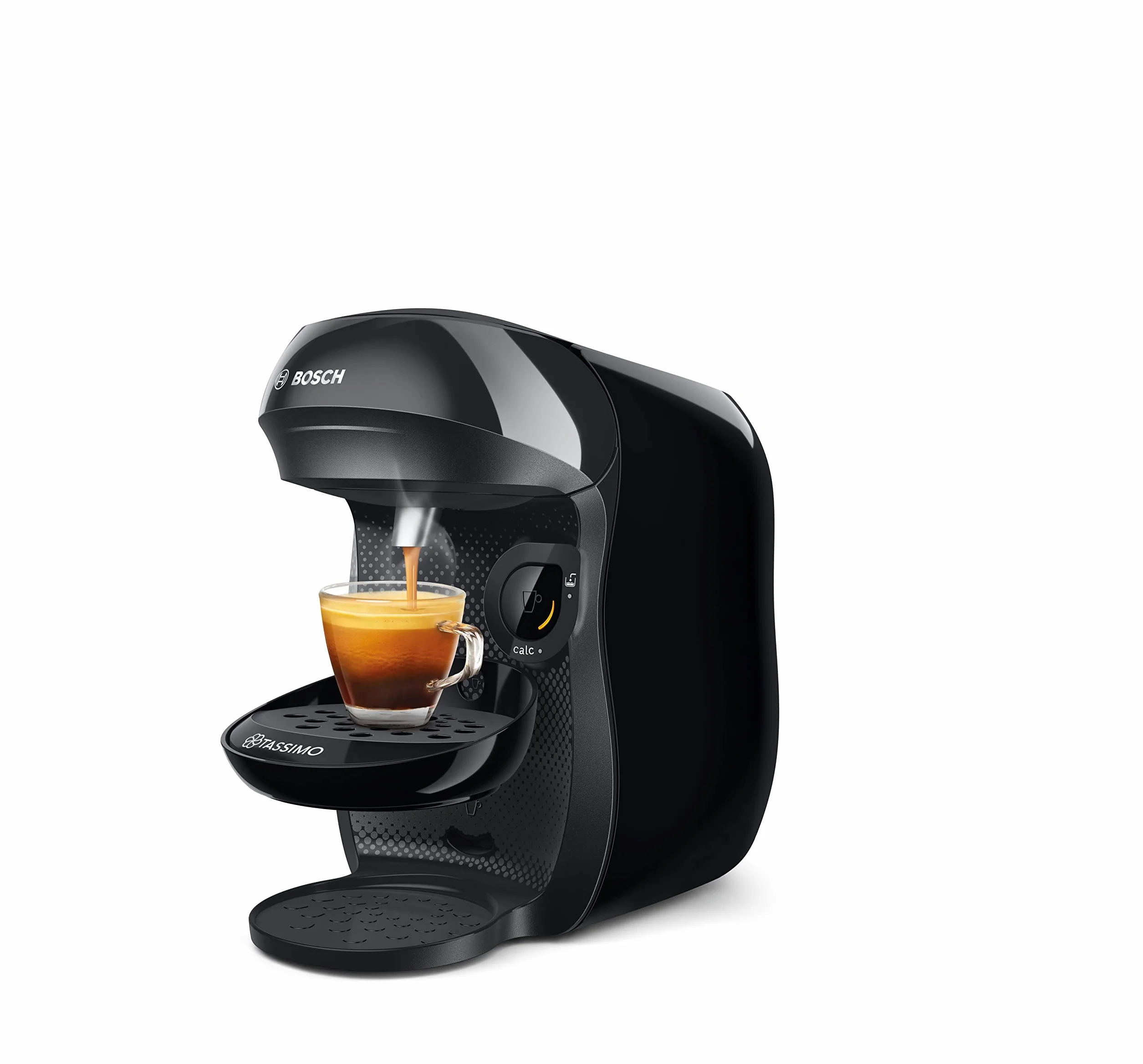 Tassimo Happy TAS1002N ekspres do kawy firmy Bosch, ponad 70 napojów, w pełni automatyczny, nadaje się do wszystkich filiżanek, zajmuje mało miejsca, 1400 W, czarny/antracyt