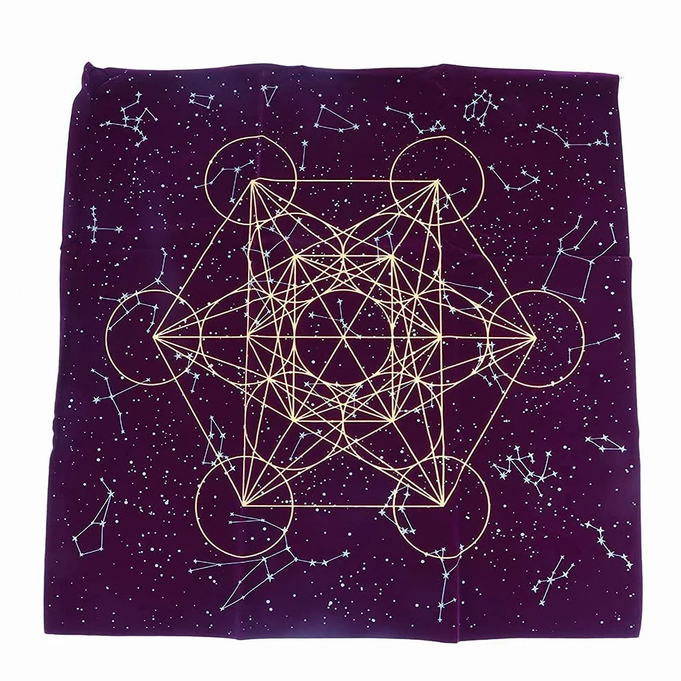 Namvo Karta tarota ołtar obrus - nadruk fioletowy aksamit święty geometria sześcienna kryształowa siatka dla entuzjastów tarota ślub (61 * 61 cm)