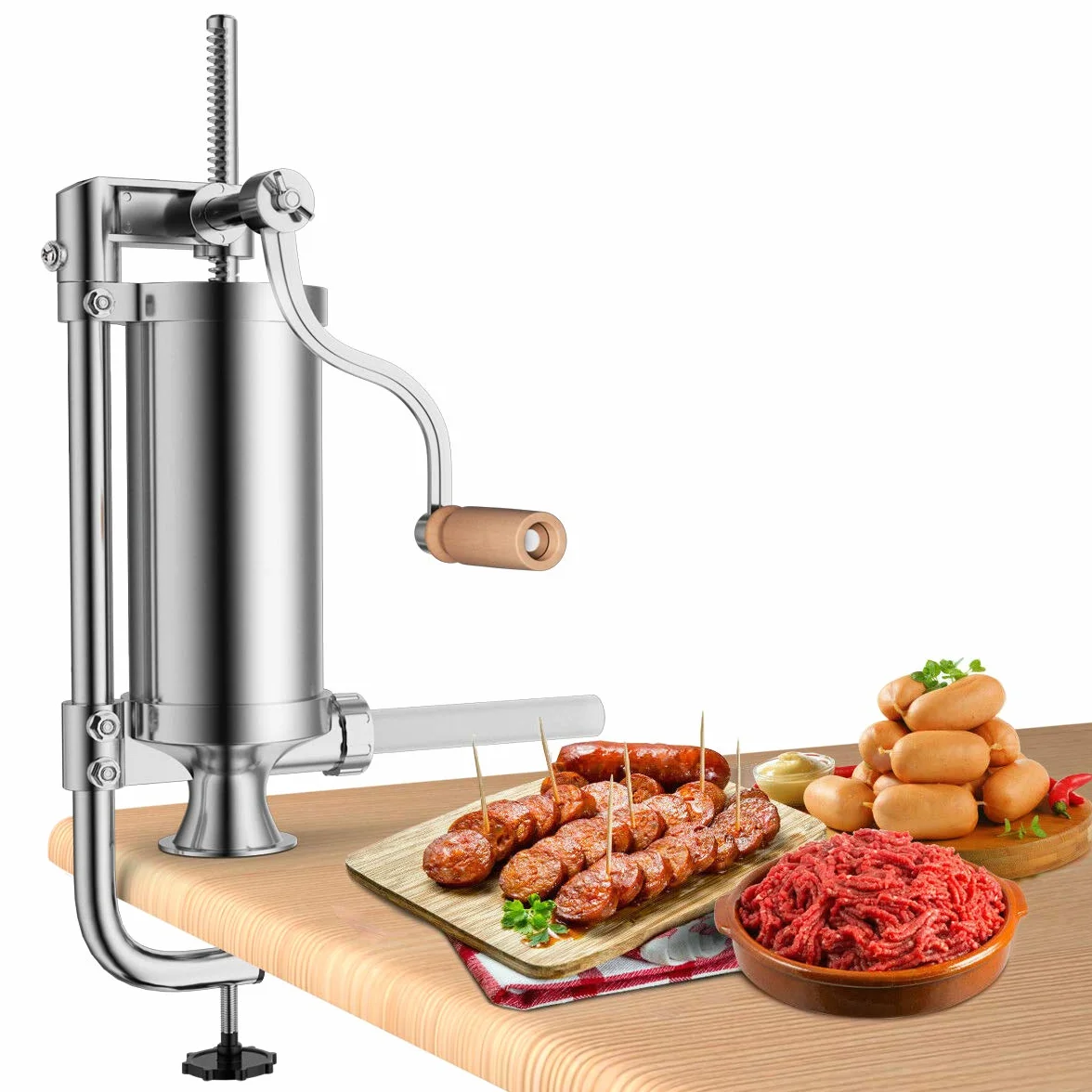 COSTWAY Maszynka do kiełbas z 4 rurkami do napełniania ze stali nierdzewnej 1,5 kg