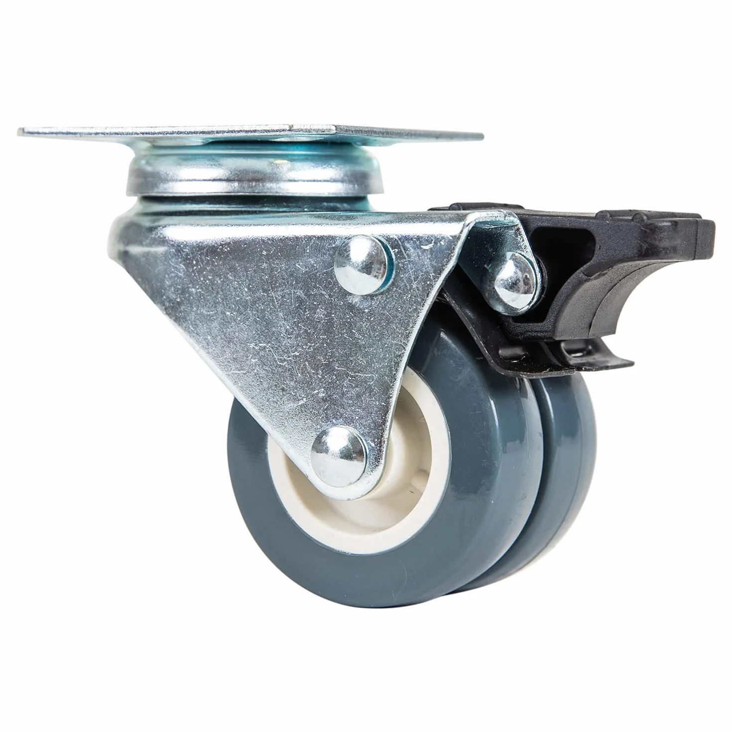 HMF 6720 Podwójne kółka do dużych obciążeń, z hamulcem, poliuretan, 4 sztuki, 50 mm, do 400 kg, szare