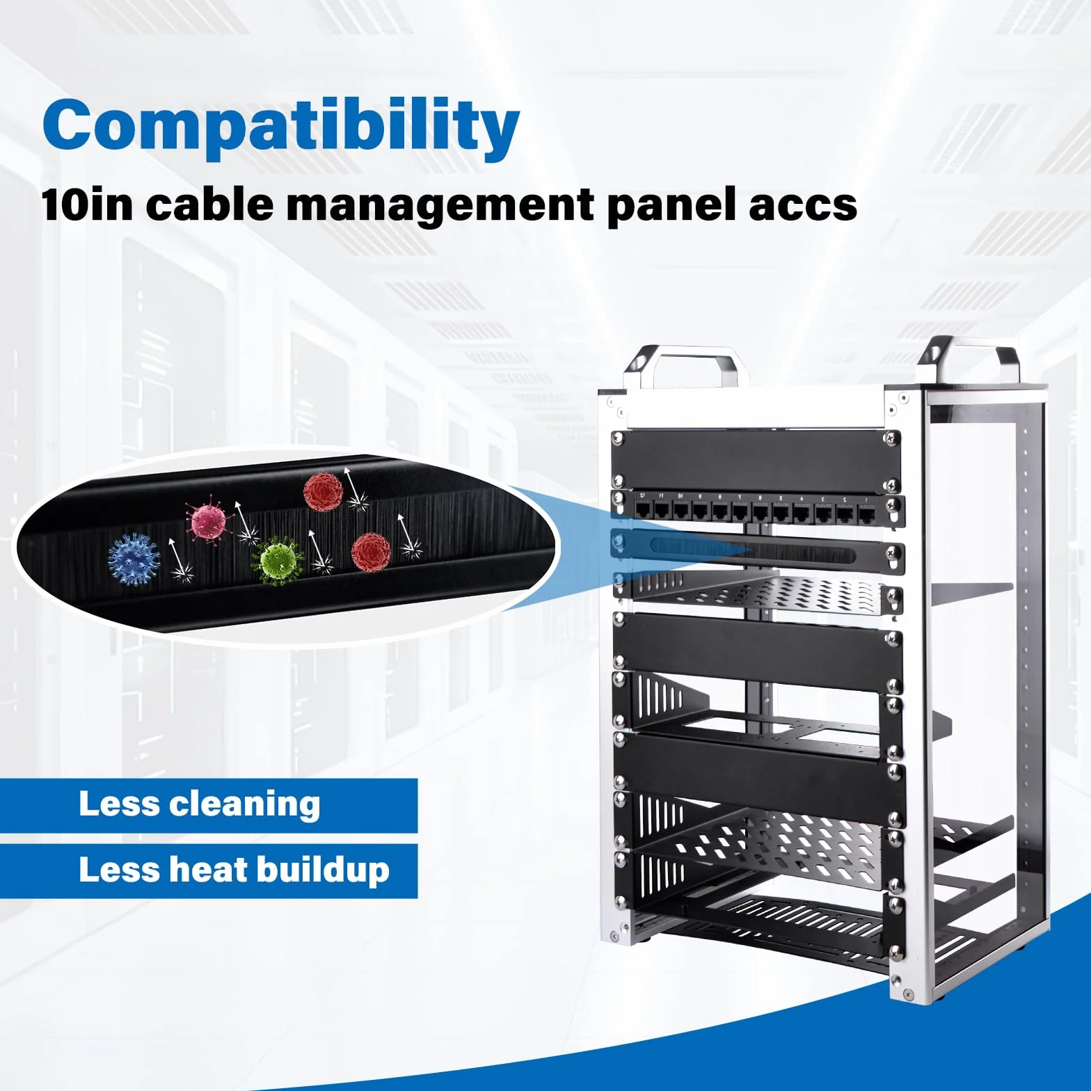 GeeekPi 0.5U Brush Cable Manager Rack Mount Cable Management Panel with Brush Strip for Cable Entry for DeskPi RackMate T1/T0/T2 and 10 inch Server Rack or Network Cabinet