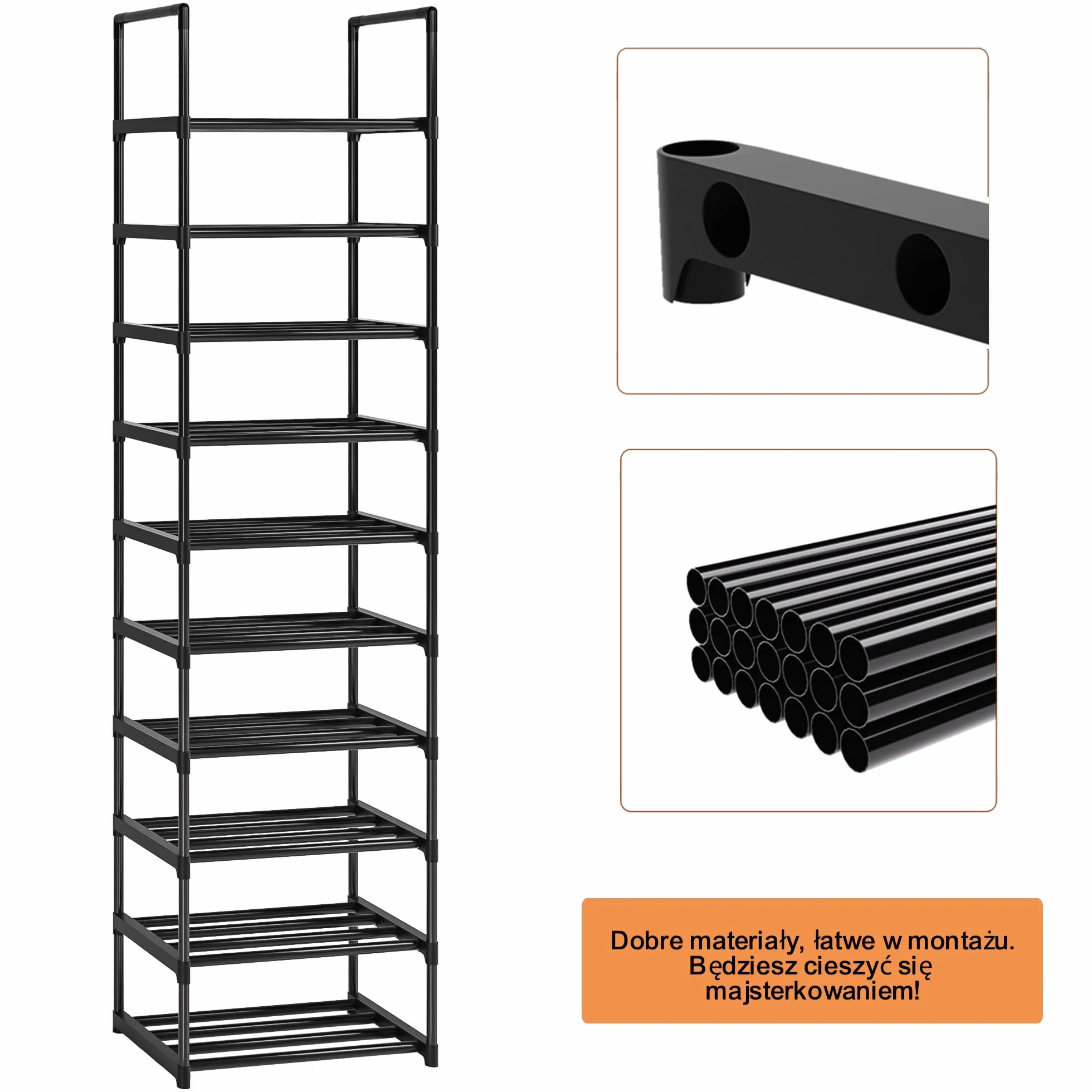 OYREL 10 poziomami przyrostu miejsca na 20-25 par, wysokie i wąskie metalowe, do wejścia, salonu, pokoju, DIY, półka stojąca, oszczędzająca miejsce
