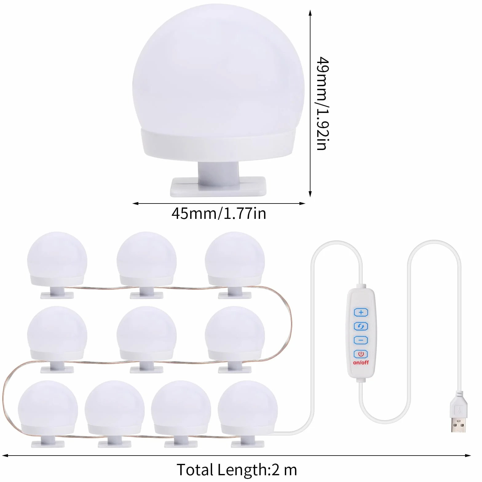 Lustro Led Toaletka 10 żarówek Hollywood Zestaw do ściemniania światła Lustro Toaletka Makeup Rampa Zdejmowana lampa do lustra 3 kolory oświetlenie toaletki (10)