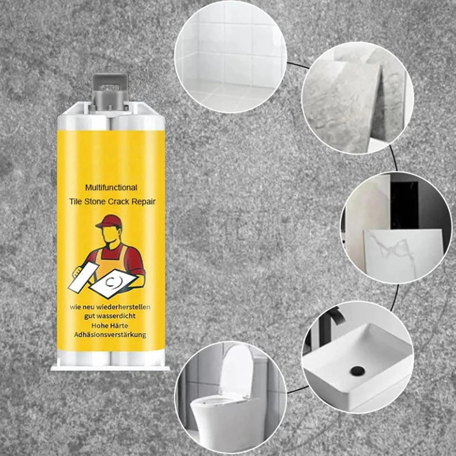 Wielofunkcyjny zestaw naprawczy pęknięć kamiennych płytek, granitu i marmuru, pasta naprawcza do płytek i glazury ceramicznej, do naprawy pękniętego blatu wanny, porcelany (1 zestaw)