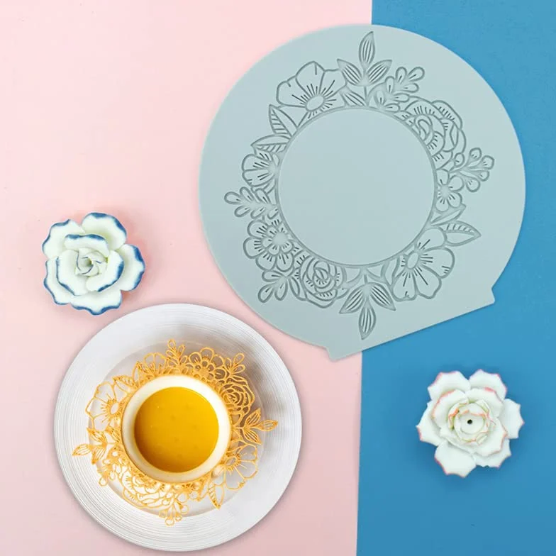 Silikonowa mata do fondantu, forma do odlewania cukru, jadalne ciasto, kuchnia molekularna, dekoracja, forma do ciasta, koronki silikonowe, okrągłe girlandy