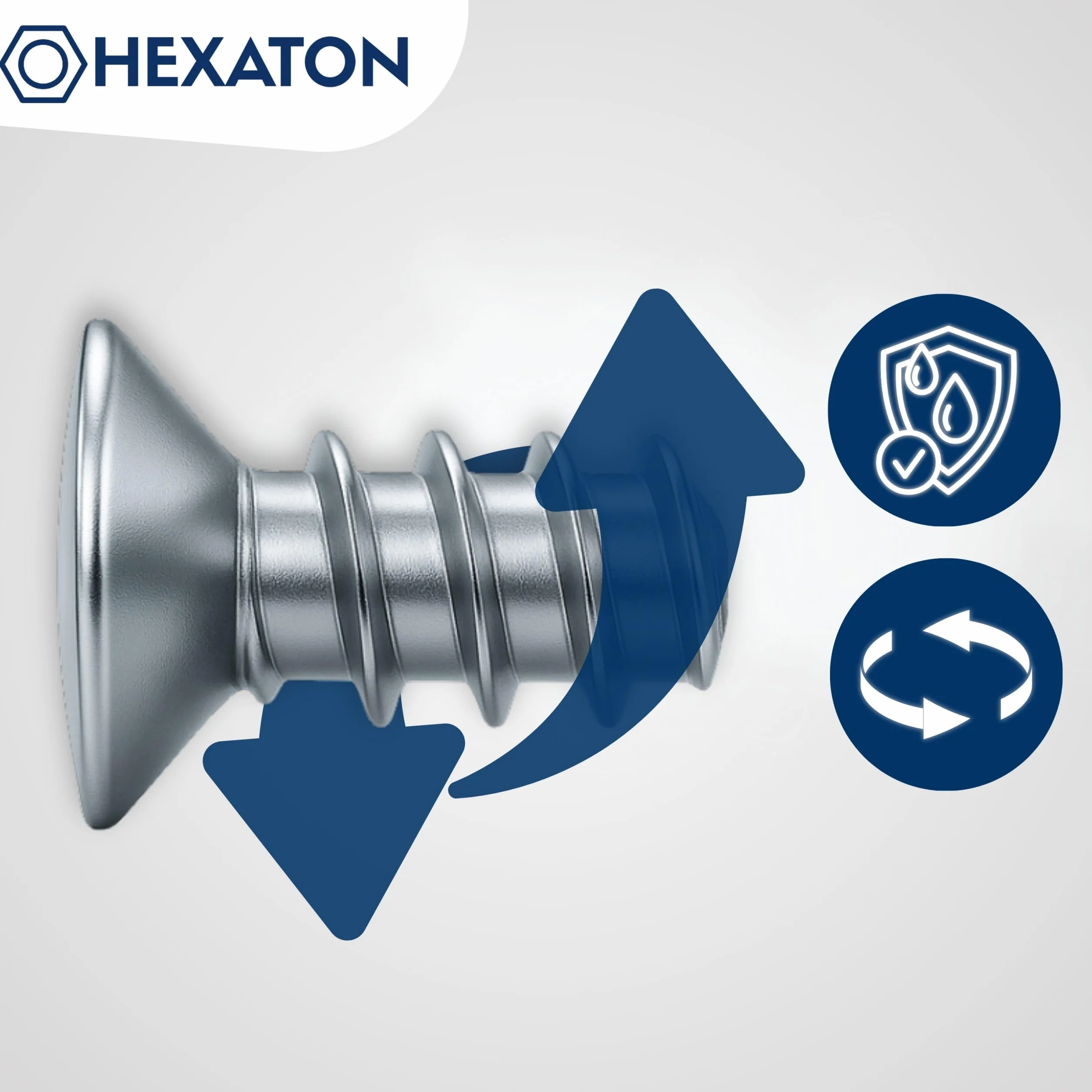 HEXATON Wkręty Euro z Łbem Stożkowym Pozidriv 6,3 x 16 mm - 100 Sztuk - Stal w Ocynku Białym - Gwint do Drewna Wkręty na Całości