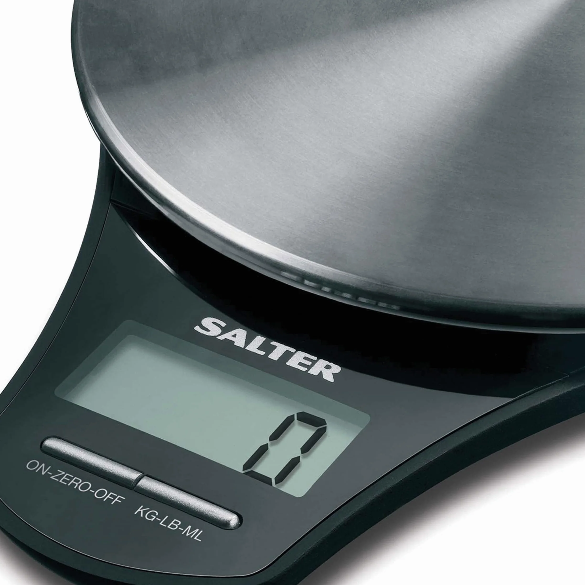 Salter 1035 SSBKDR Elektroniczna waga kuchenna ze stali nierdzewnej, dokładne ważenie do 5 kg, mierzy płyny i płyny, funkcja dodawania i ważenia, Funkcja Aquatronic, ekran z łatwym podglądem, czarny