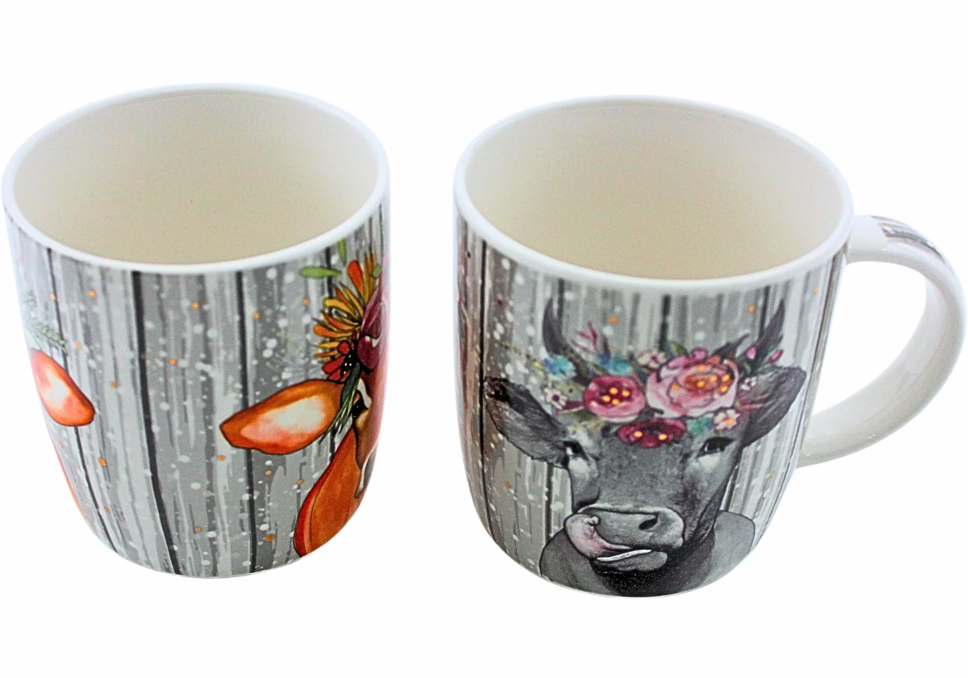 Dekohelden24 Zestaw 2 kubków do kawy filiżanka do kawy z porcelany - motyw: krowa z nakryciem głowy - wymiary wys./Ø: 12 x 9 cm, pojemność 300 ml,