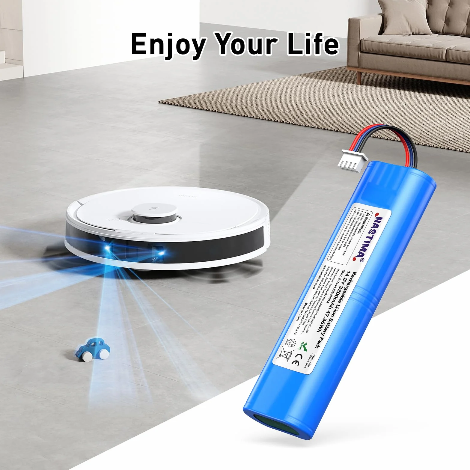 NASTIMA Akumulator litowo-jonowy 3200 mAh kompatybilny z Ecovacs Deebot N8, Deebot N8 Pro, Deebot N8+, Deebot N5, Deebot T5 Neo, Ozmo 900, Ozmo 920, Ozmo 930, 14,8 V 47,36 Wh akumulator zastępczy z