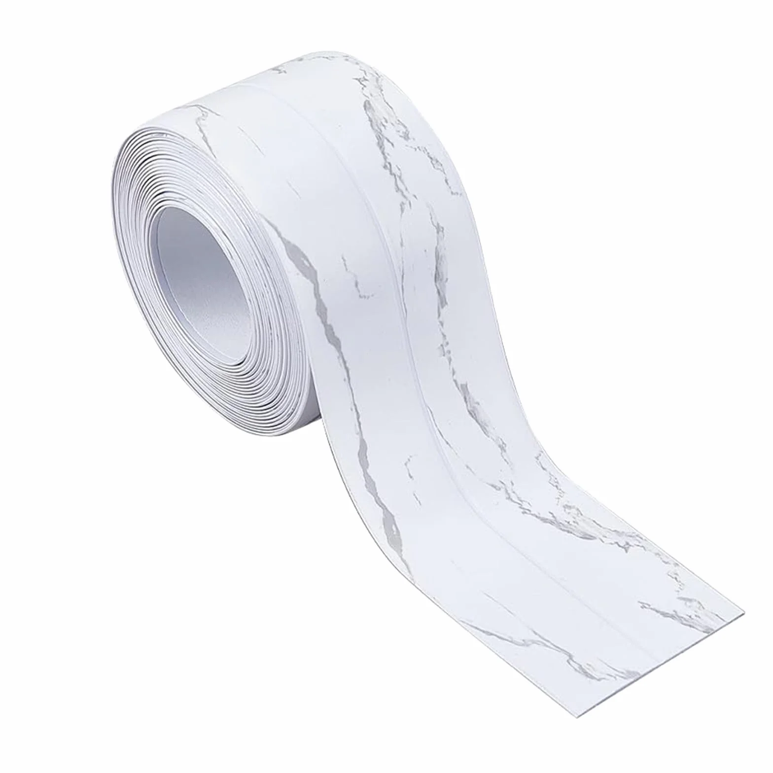 Miękka listwa przypodłogowa 5 m, samoprzylepna, marmur PCW, biała, samoprzylepna, elastyczna listwa zginająca, taśma uszczelniająca do fug, 38 mm, miękka listwa przypodłogowa, do kuchni,