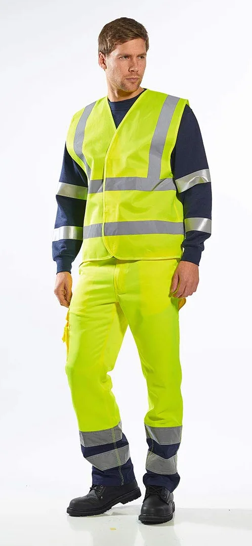 Portwest C470 Ostrzegawcza Pionowymi i Poziomymi Kamizelka z Tasmami, Regularny, Rozmiar 4XL/5XL, Żółty