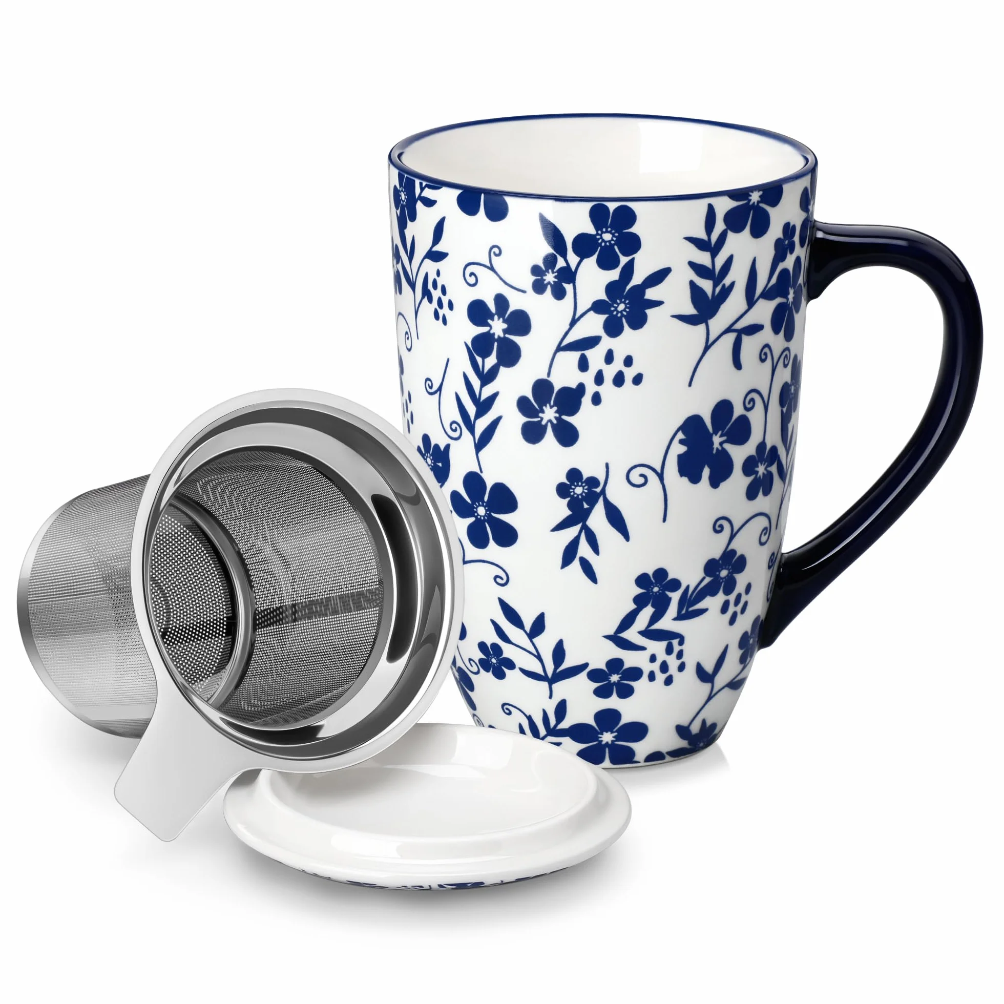 Vancasso SELENE Porcelanowy kubek do herbaty z zaparzaczem i pokrywką Steeps Loose Leaf Tea Type 01