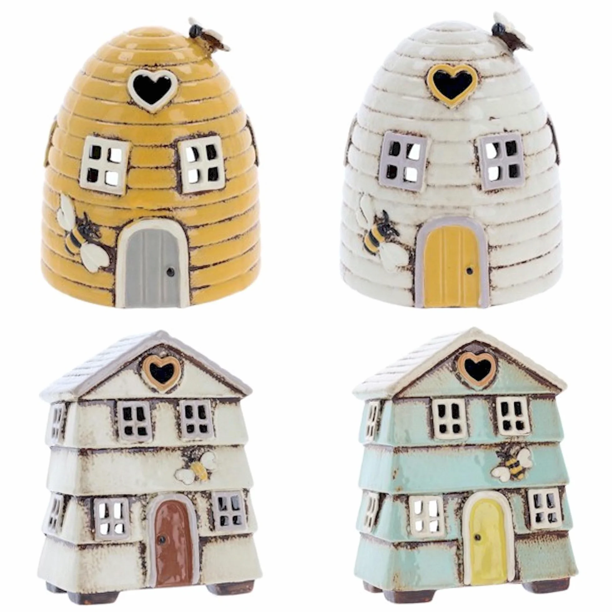 Village Pottery Aqua Blue Beehive House Tealight Holder