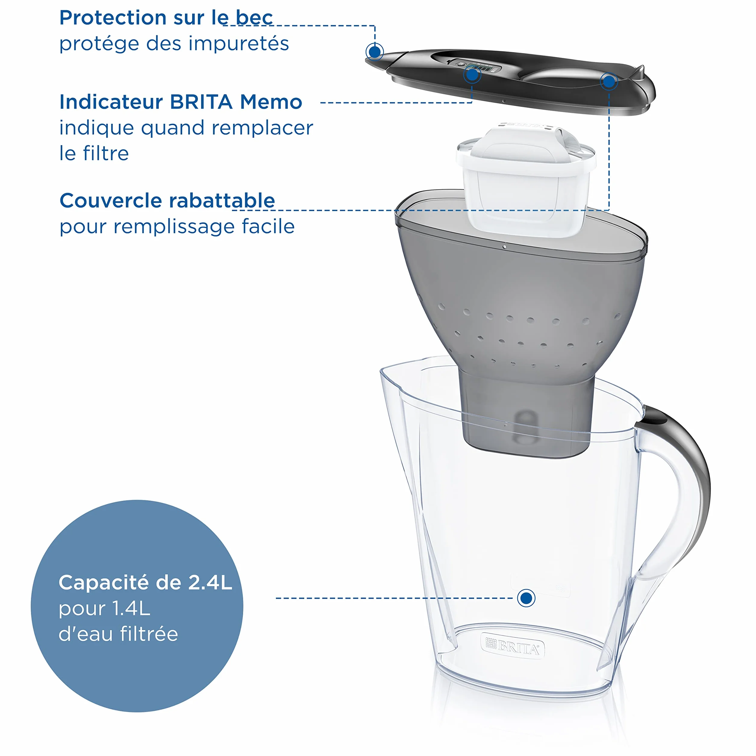 Brita Marella Dzbanek Filtrujący 2400 ml Grafitowy