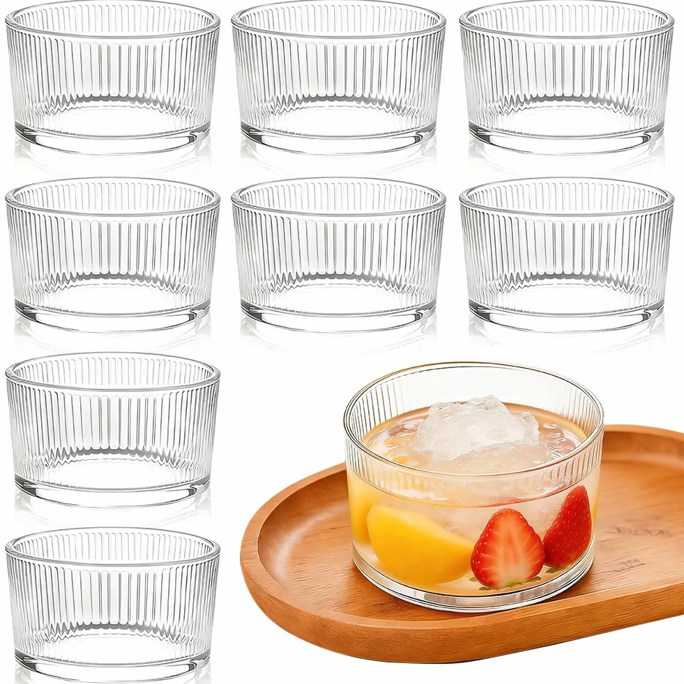 Zestaw przezroczystych szklanek deserowych, 200 ml, 8 sztuk, małe miseczki deserowe ze szkła, kubki do lodów, tiramisu, lodów, panna cotta, budyniu, dżemu i słodkich potraw, musli