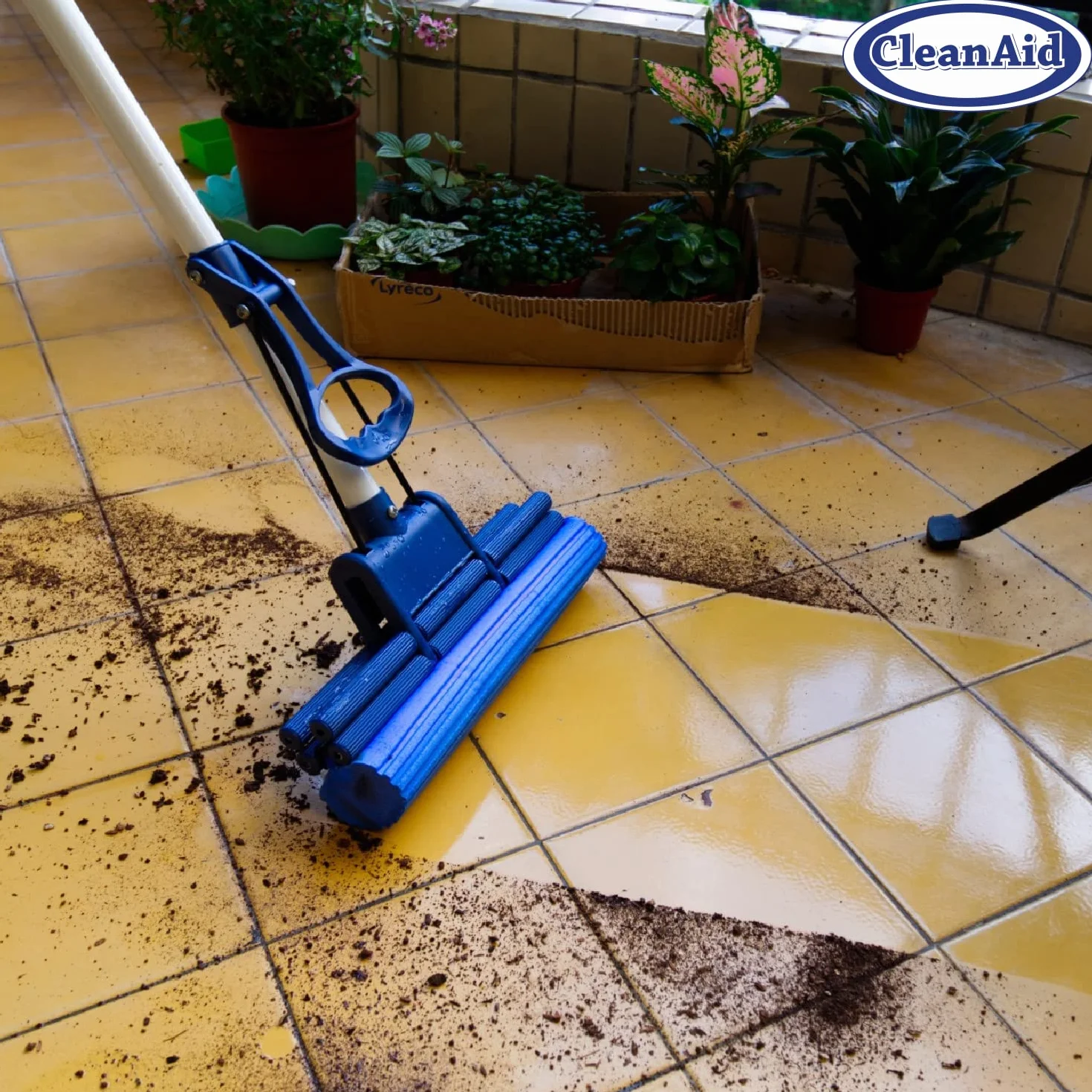 OneTouch Easy Mop Podłogowy - Mop z Gąbki do Podłóg z Teleskopową Rączką, Wbudowaną Wyciskarką i Wysoce Chłonną Gąbką PVA - Mop Gąbkowy do Czyszczenia Podłóg w Kuchni, Łazience i w Całym Domu