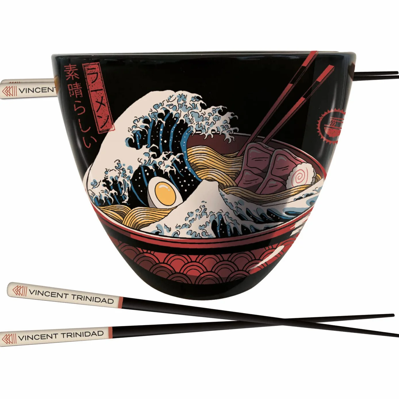 VINCENT TRINIDAD (GREAT RAMEN WAVE) RAMEN BOWL AND CHOPSTICKS SET
