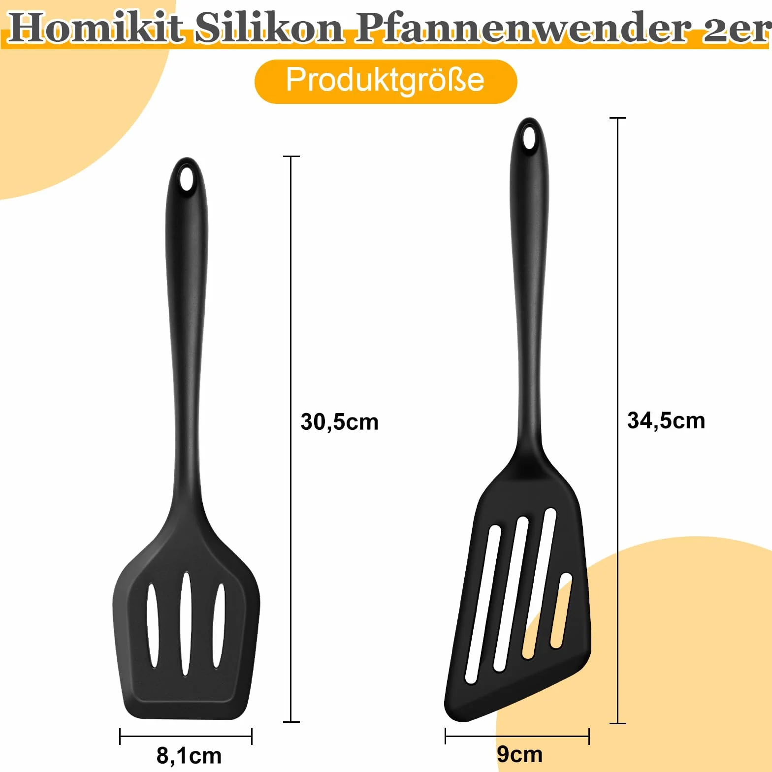 Homikit Silikonowa szpatułka do patelni (2, czarna)