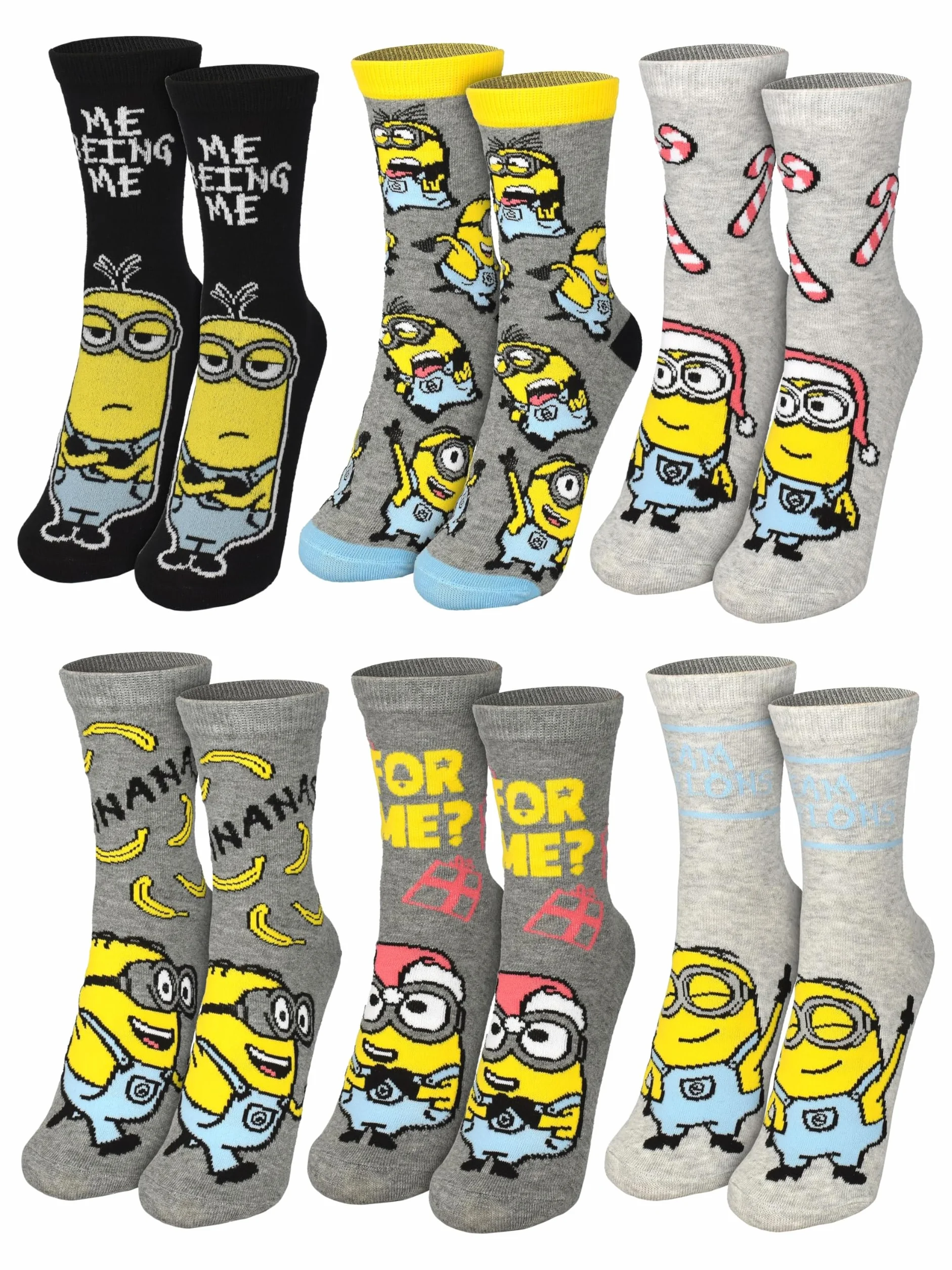 United Labels Kalendarz adwentowy Minions z 12 parami skarpet dla kobiet, rozmiar 35-41, kalendarz z trampkami i długimi skarpetami, prezent świąteczny