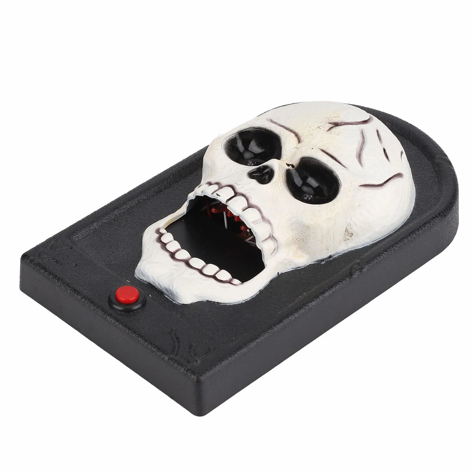 Upiorny dzwonek do drzwi wystający język kryty wystrój na zewnątrz łatwy w użyciu do nawiedzonego domu Escape Room Halloween dzwonek do dekoracji: Kształt czaszki