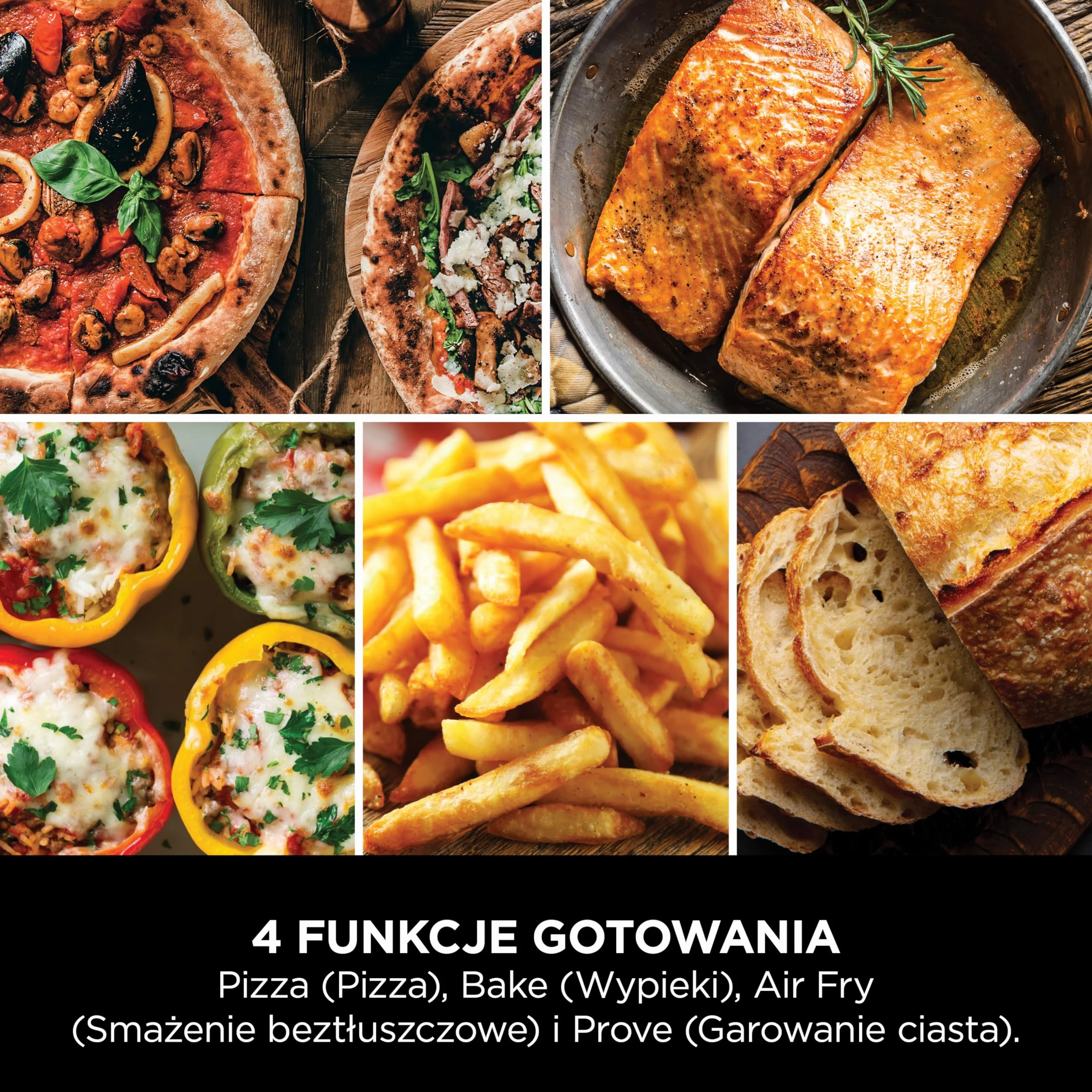 Ninja Artisan Elektryczny piec do pizzy i frytkownica, 4 funkcje: Pizza, Smażenie beztłuszczowe, Wypieki i Garowanie ciasta, 5 ustawień pizzy, kamień 30 cm, łopatka, blacha, kosz, szary MO201EU