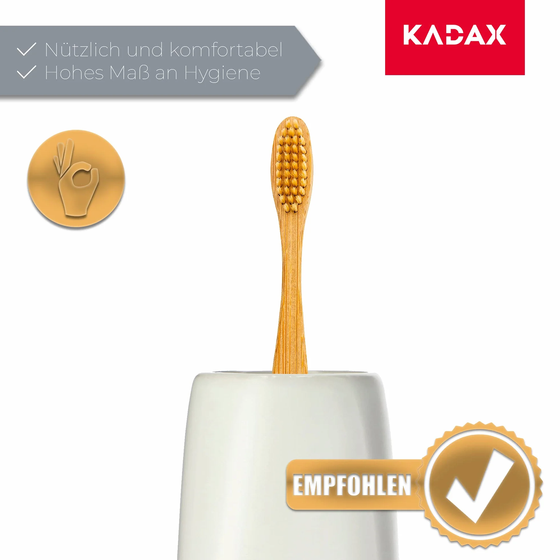 KADAX Kubek łazienkowy ceramiczny kremowy matowy odporny na wilgoć