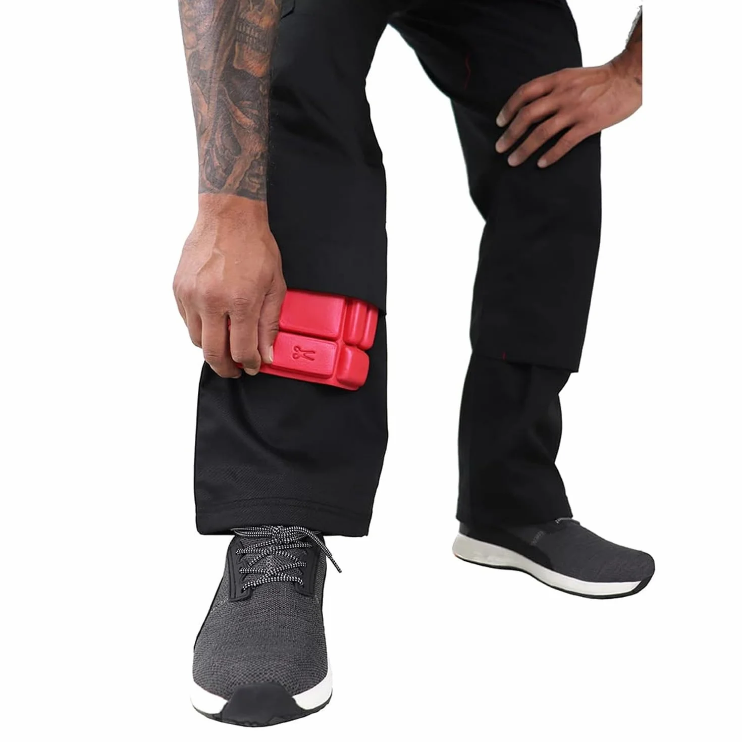 Lee Cooper LCKP002 męskie spodnie robocze ergonomiczne bezpieczne wkładki do nakolanników, czerwone