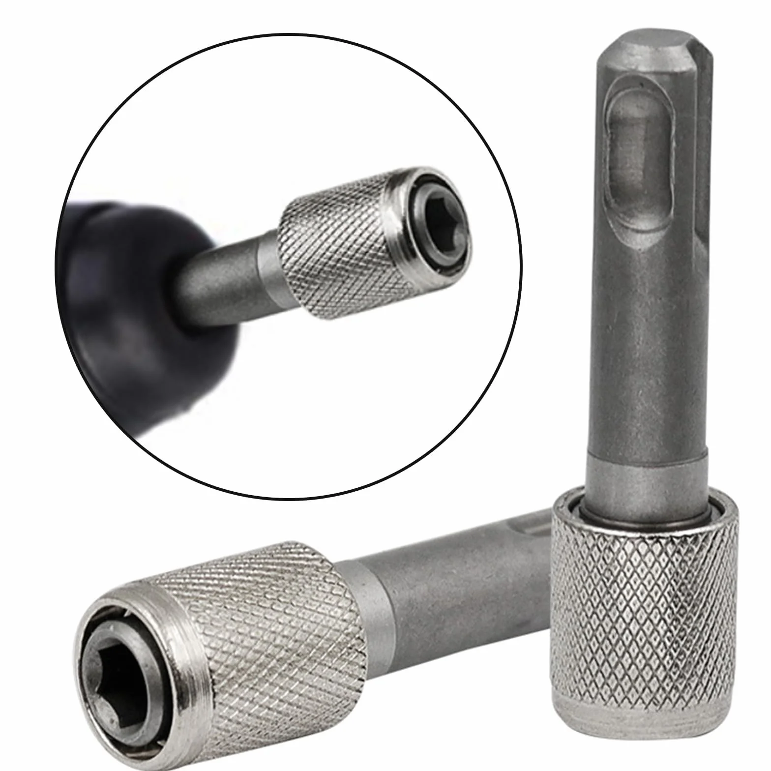 Adapter SDS Plus 6,35 mm (1/4"), 2 sztuki SDS Bit Adapter + 50 mm, 70 mm, po 1 wiertło krzyżowe, sześciokątny uchwyt wiertarski, konwerter do wiertarki udarowej