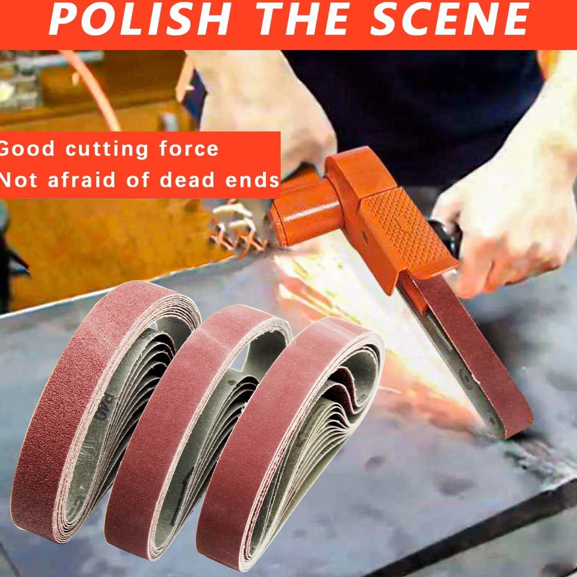 FEIHU Taśmy szlifierskie z tlenku glinu, 20 x 520 mm, 5 różnych ziarnistości, po 6 x 40/80/120/180/320, zestaw taśm szlifierskich, do szlifierek taśmowych, metalu, drewna (30 sztuk)