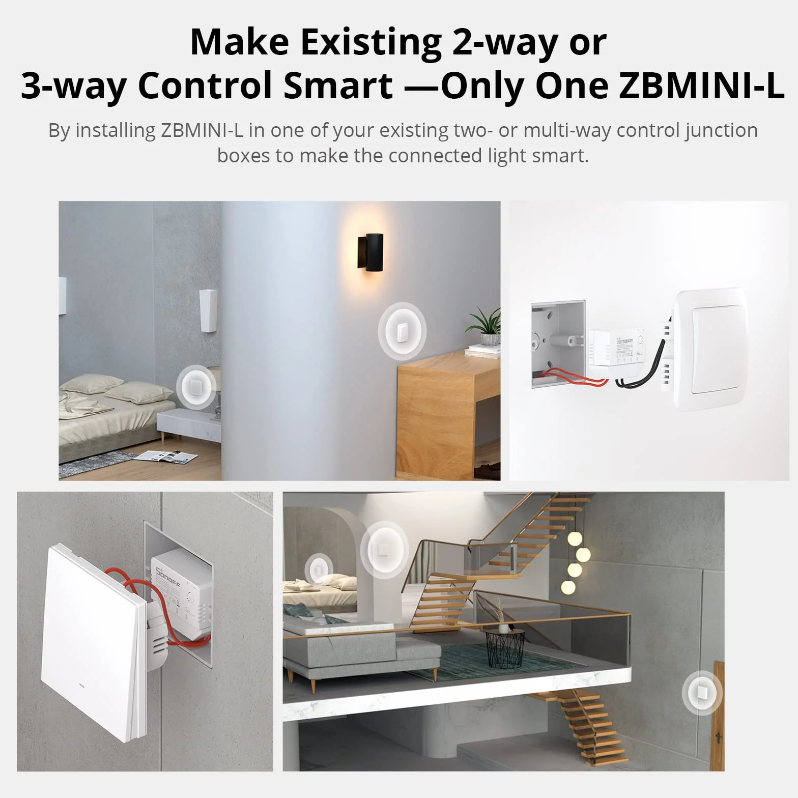 SONOFF ZBMINI-L Zigbee 3.0 przełącznik Smart Zigbee 3.0, nie wymaga przewodu neutralnego, Smart Home Light Switch kompatybilny z Alexa, Google Home, SONOFF ZBBridge/ZBdongle-P/SmartThings Hub