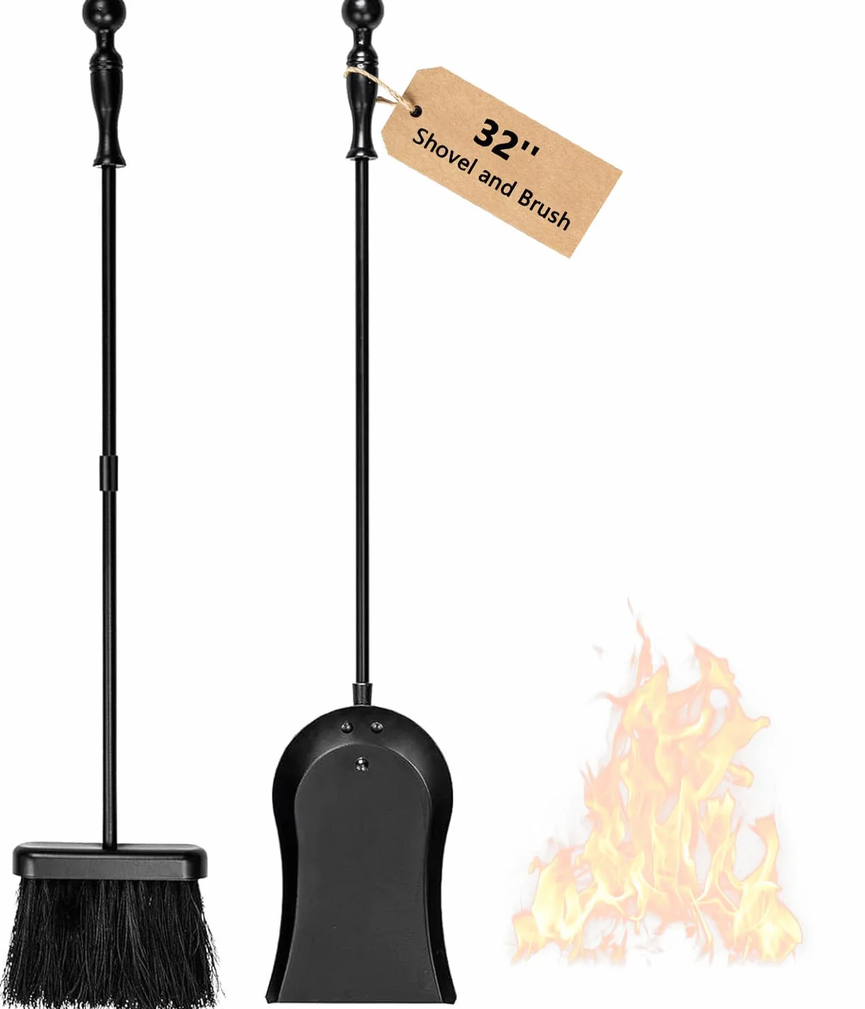 Amagabeli 66 cm Szufla do kominka do popiołu ciężka stal kominek łopatka do popiołu łopatka do ogrodu łopatka pojedynczy kominek narzędzie ognisko ognisko do użytku wewnątrz i na zewnątrz czarna łopatka do kominka na drewno