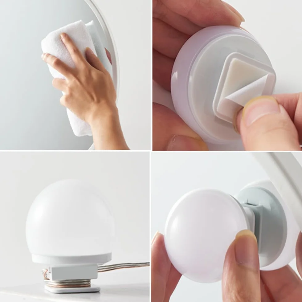 Lustro Led Toaletka 10 żarówek Hollywood Zestaw do ściemniania światła Lustro Toaletka Makeup Rampa Zdejmowana lampa do lustra 3 kolory oświetlenie toaletki (10)