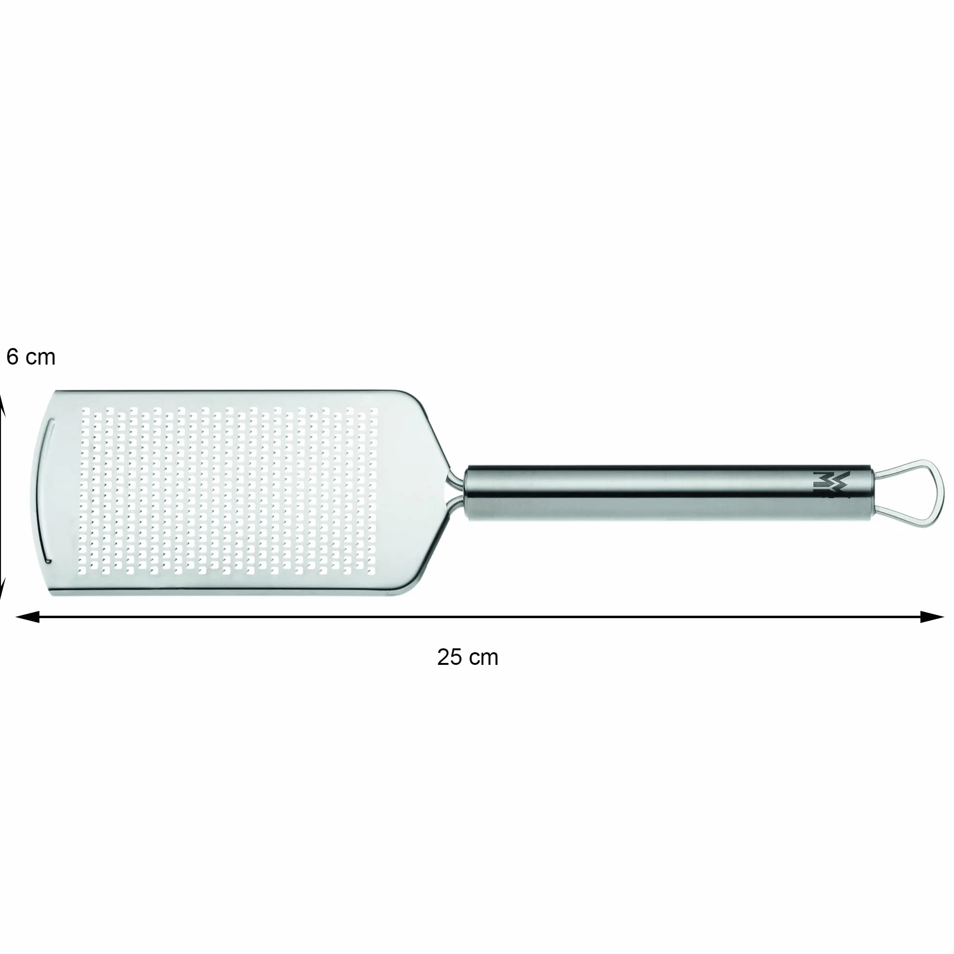 WMF Profi Plus tarka kuchenna ze stali nierdzewnej, drobna 25 x 6 cm, tarka do sera, tarka do parmezanu, stal nierdzewna Cromargan, częściowo matowana, nadaje się do mycia w zmywarce