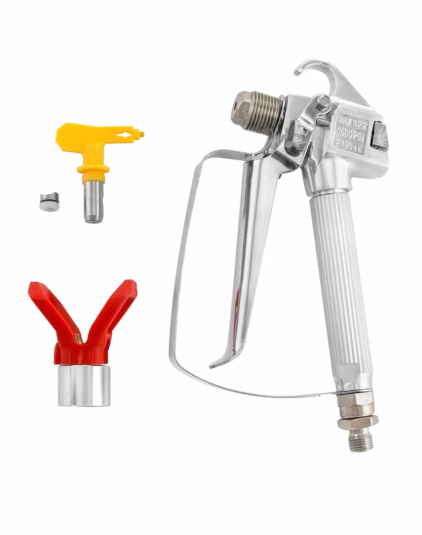 QWORK® Airless pistolet wysokociśnieniowy z gniazdem dyszy i dyszą 517 do systemu natryskiwania farby, 3600 PSI / 250 BAR