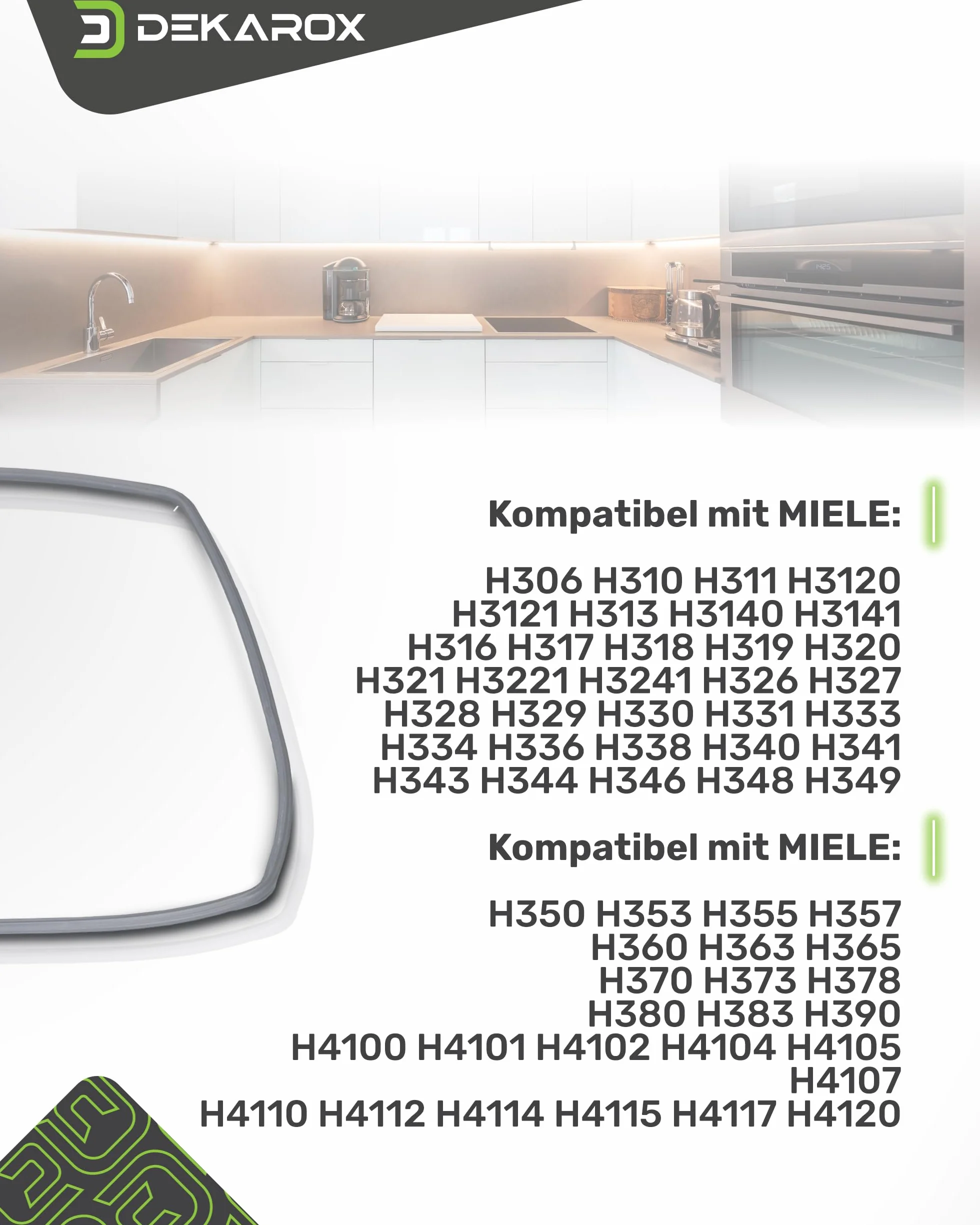 Uszczelka do drzwi, 480 x 360 mm, 4 haki, kompatybilna z Miele Imperial Quelle 6432220 do piekarnika