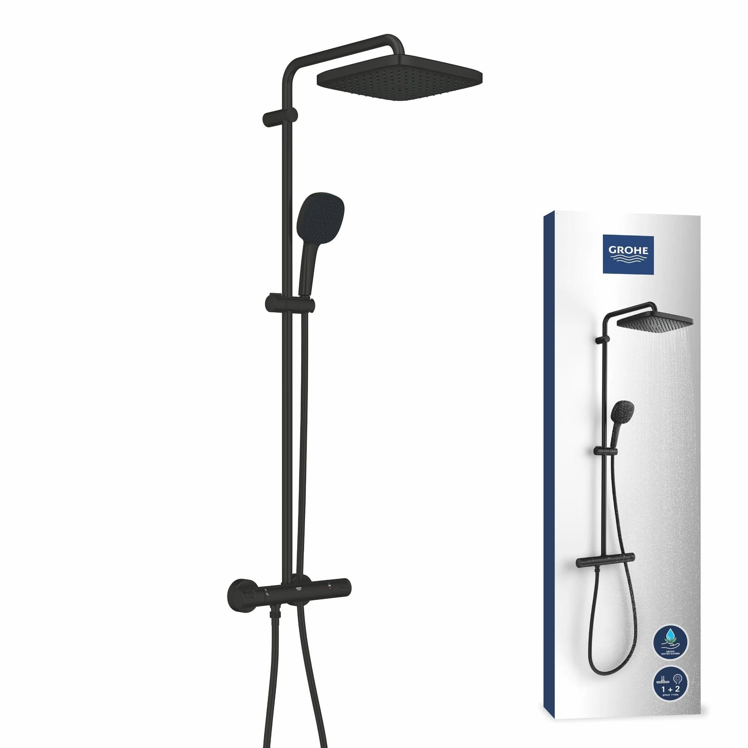 Grohe Vitalio Comfort 250 System Prysznicowy, Czarny, 25 cm