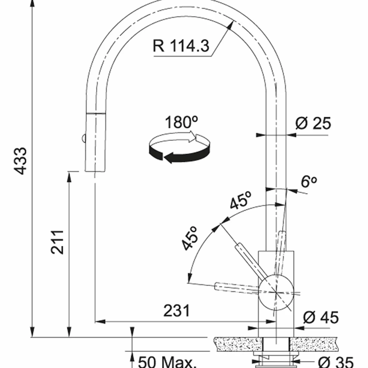 FRANKE 115.0613.671 EOS Neo Pull-Out bateria umywalkowa sprawy, stal nierdzewna czarna