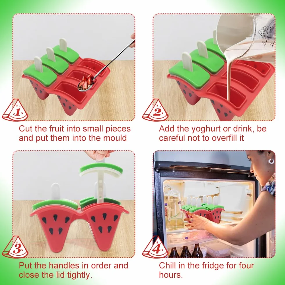 Forma do lodów, foremki do lodów wielokrotnego użytku, silikonowe foremki do popsicle, 6 sztuk, do lodów domowych, sorbet, jogurtu, soku