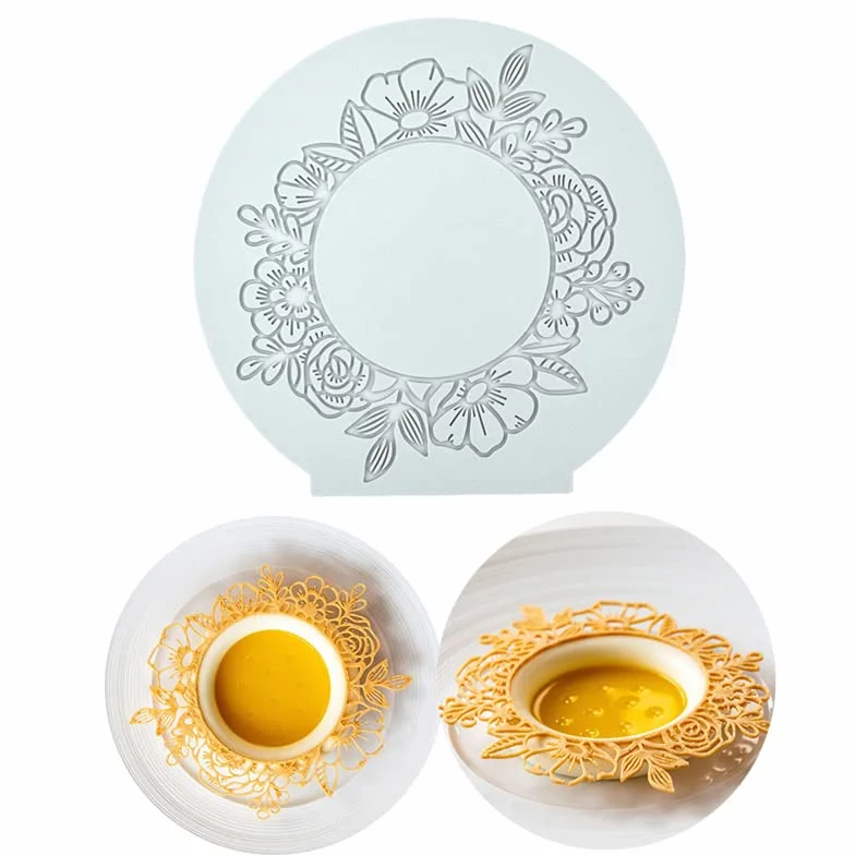 Silikonowa mata do fondantu, forma do odlewania cukru, jadalne ciasto, kuchnia molekularna, dekoracja, forma do ciasta, koronki silikonowe, okrągłe girlandy