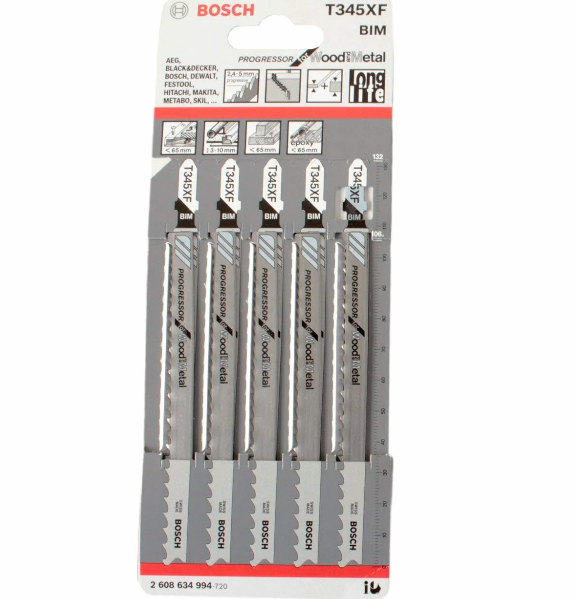 Bosch 2608634994 progressor ostrze do wyrzynarki drewno i metal, 5 sztuk