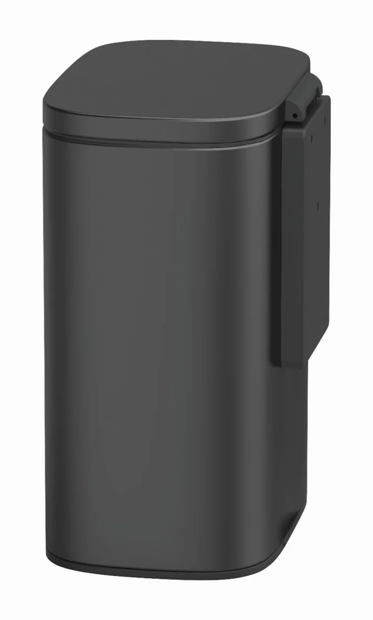 WENKO ścienny kosz na kosmetyki 5 l, kosz na śmieci z pokrywką Easy-Close, wiadro łazienkowe stal lakierowana czarny matowy 21,5x29,5x19 cm