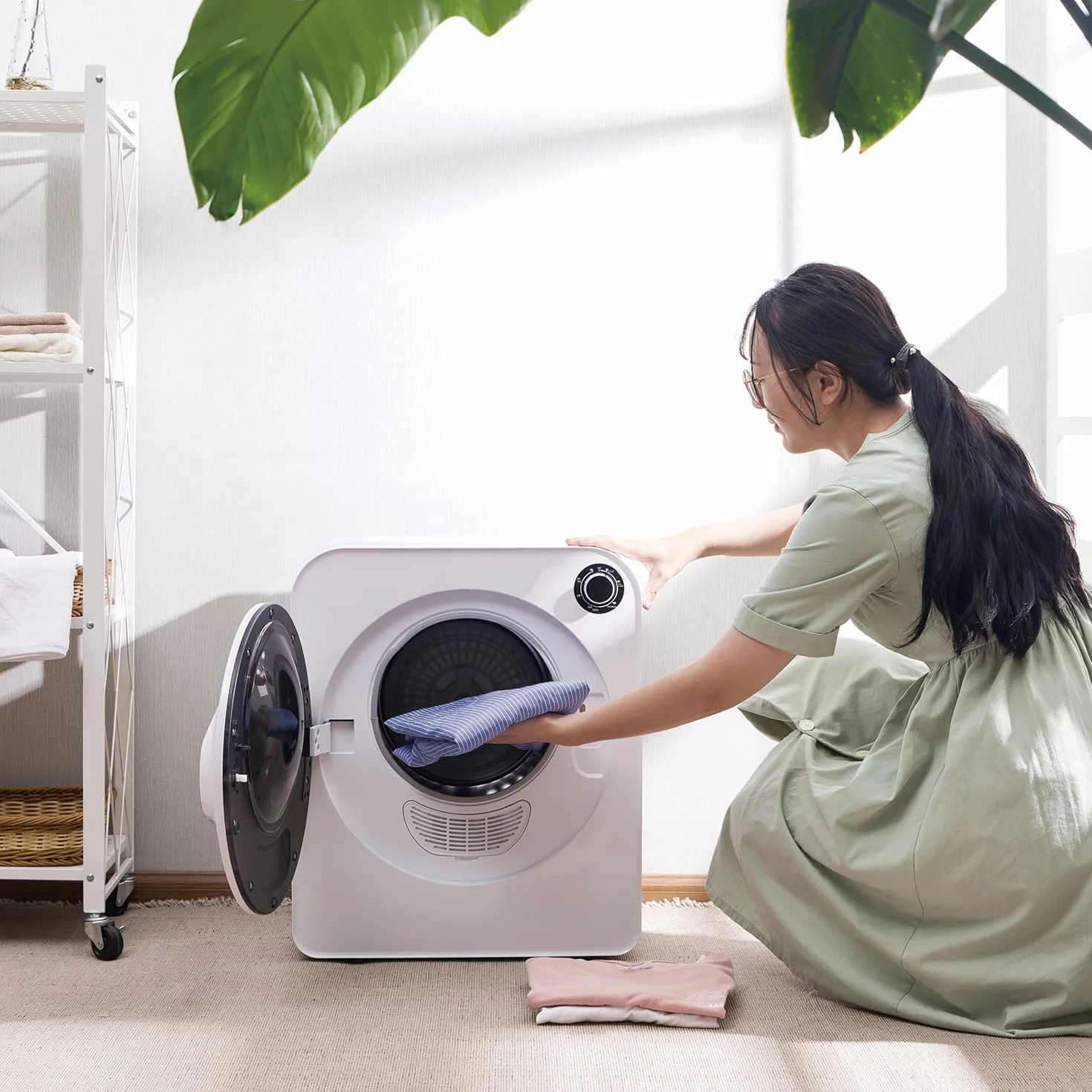 Green Blue GB405 Elektryczna suszarka bębnowa 830 W / do 3 kg / suszarka do ubrań | wolnostojąca lub montowana na ścianie, pięć programów suszenia (suszarka + 1 x zestaw filtrów)